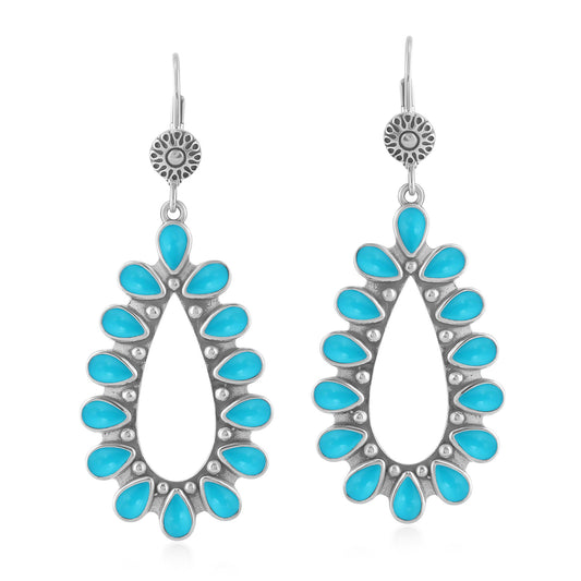 EXCLUSIVELY OURS! Sterling Silver Kingman Turquoise Open Teardrop Dangle Earrings