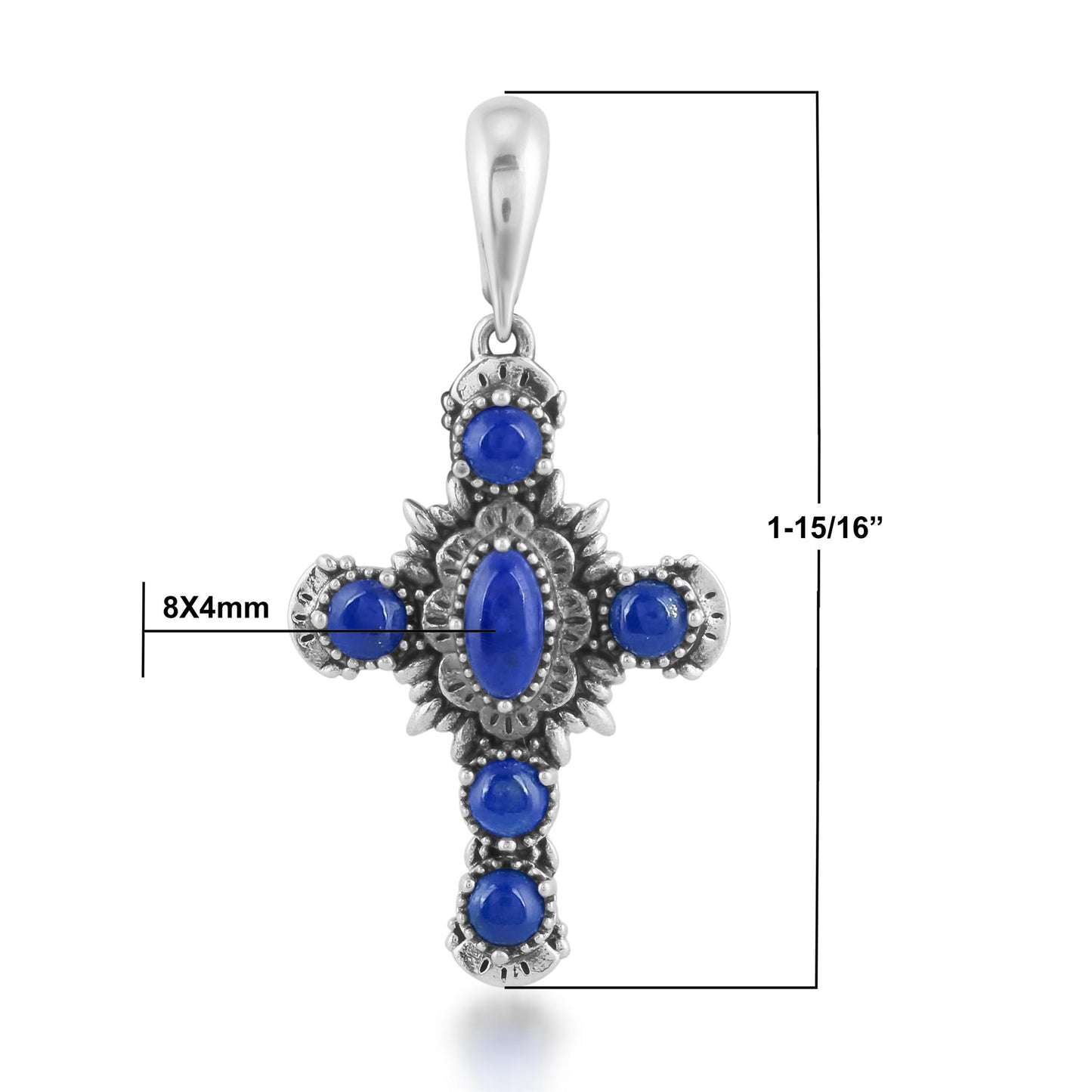 EXCLUSIVELY OURS! Sterling Silver Lapis Cross Pendant Enhancer