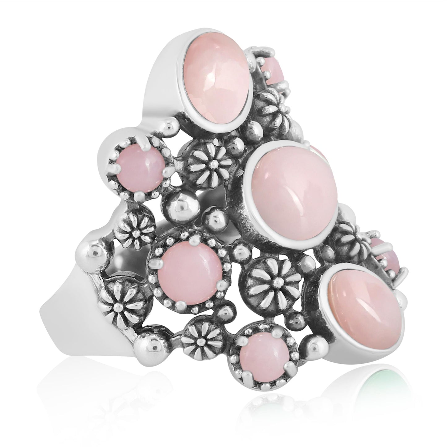 EXCLUSIVELY OURS! Sterling Silver Pink Opal 9-Stone Cluster Ring
