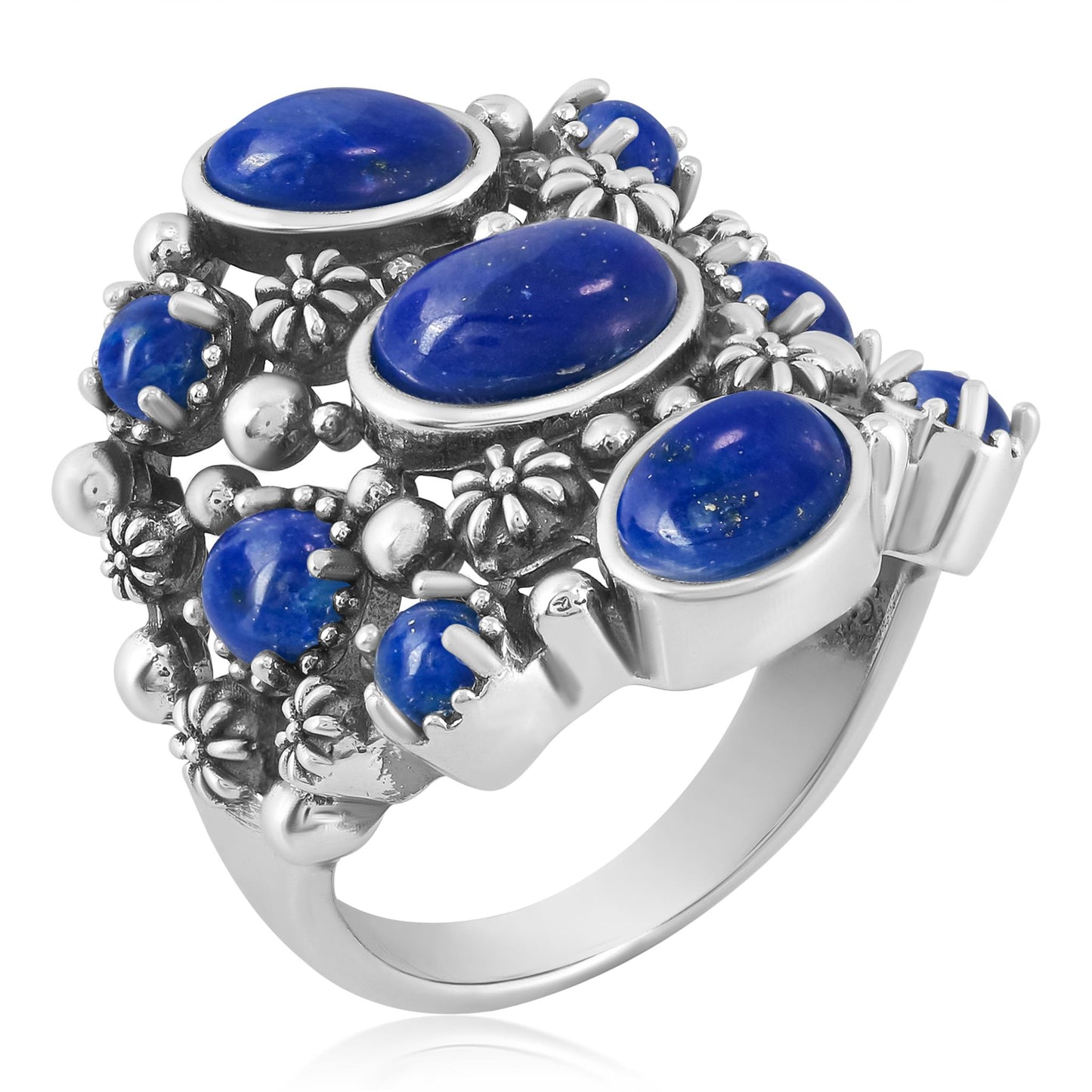 EXCLUSIVELY OURS! Sterling Silver Lapis 9-Stone Cluster Ring
