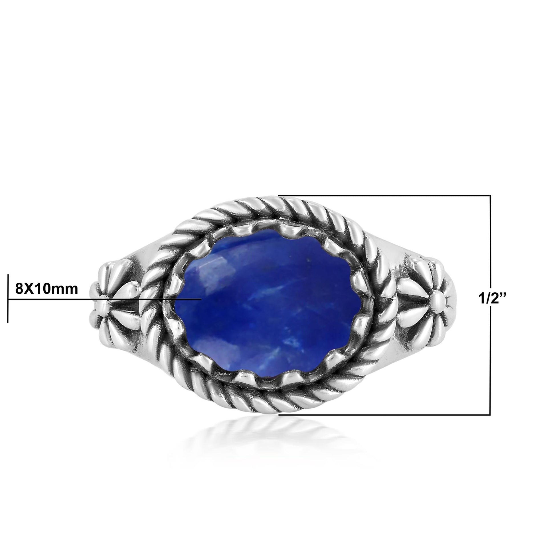 Sterling Silver Lapis East West Ring