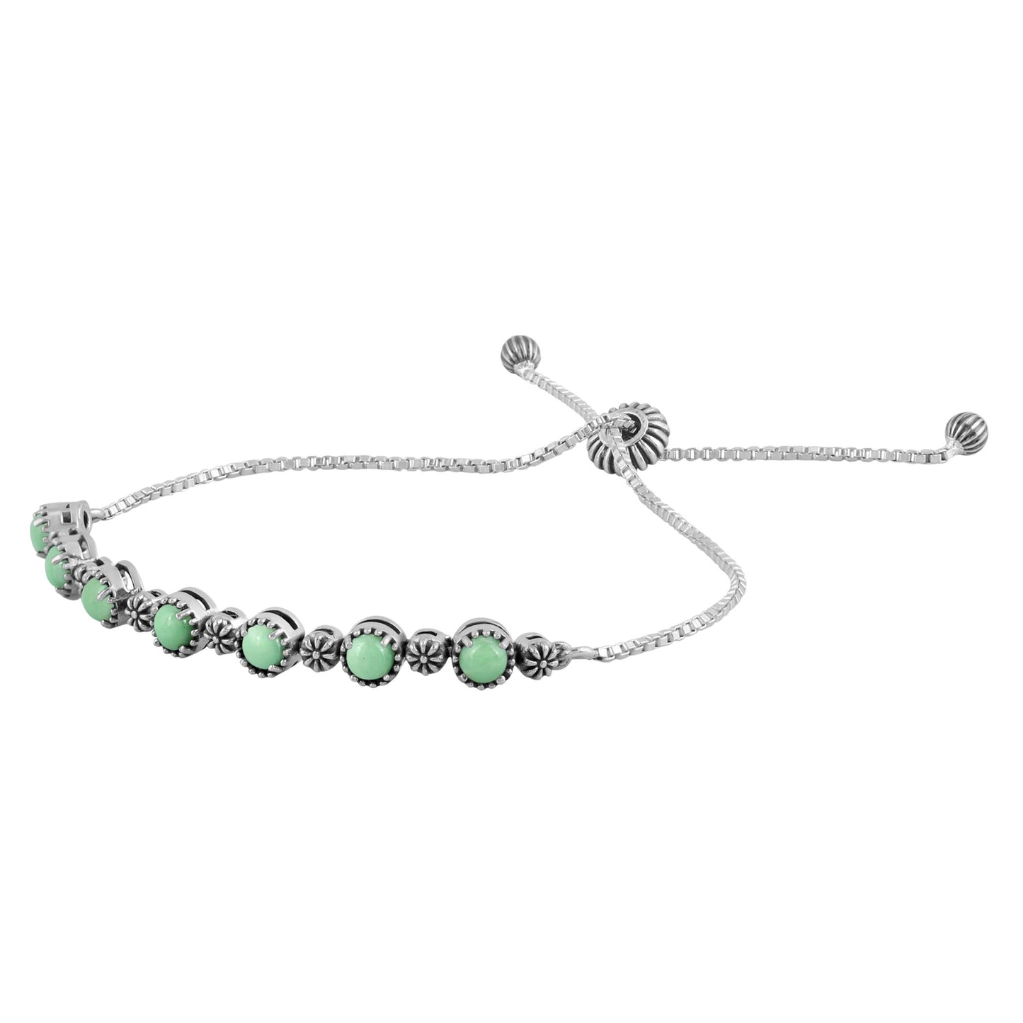 Sterling Silver Variscite Adjustable Friendship Bracelet