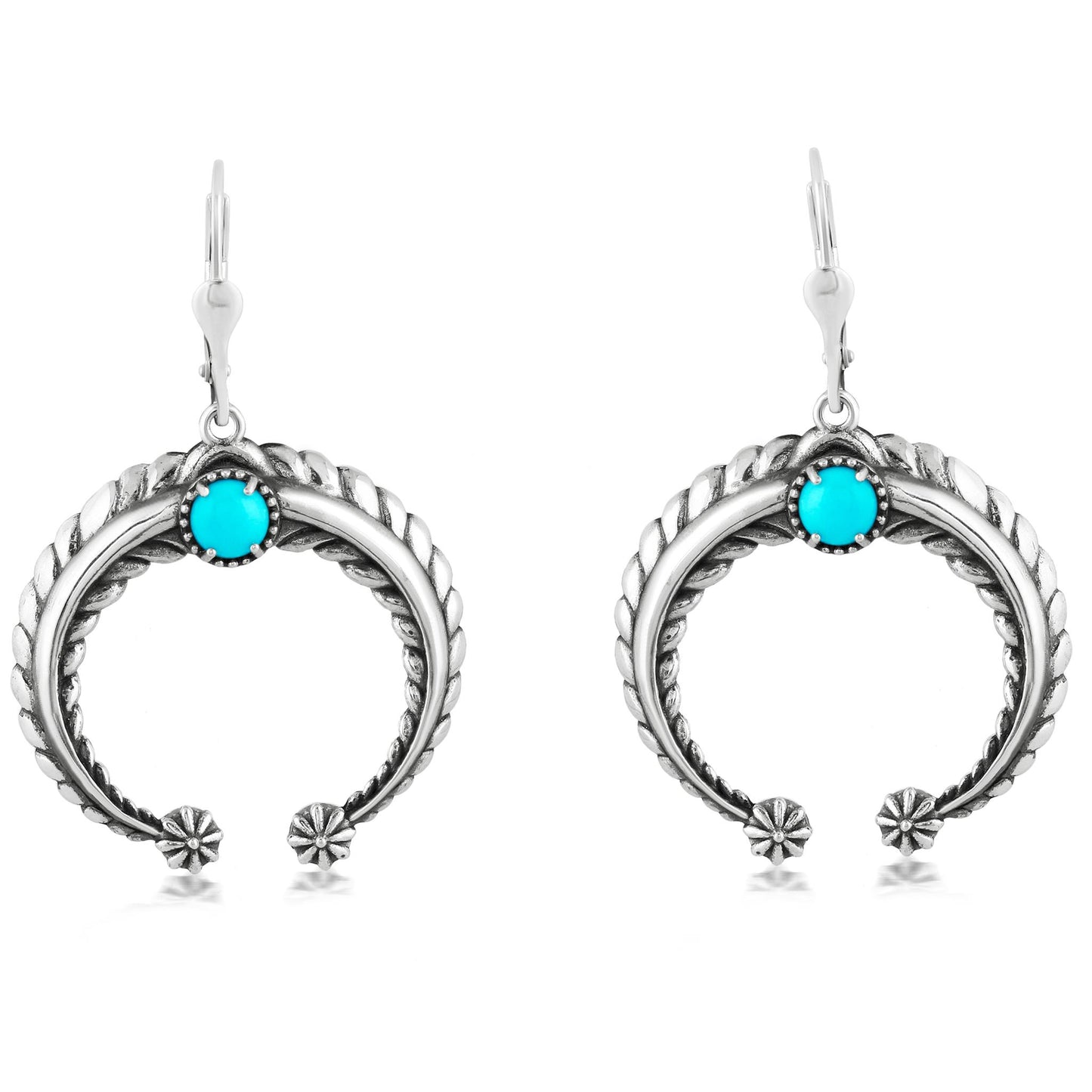 Sterling Silver Blue Turquoise Naja Lever Back Earrings