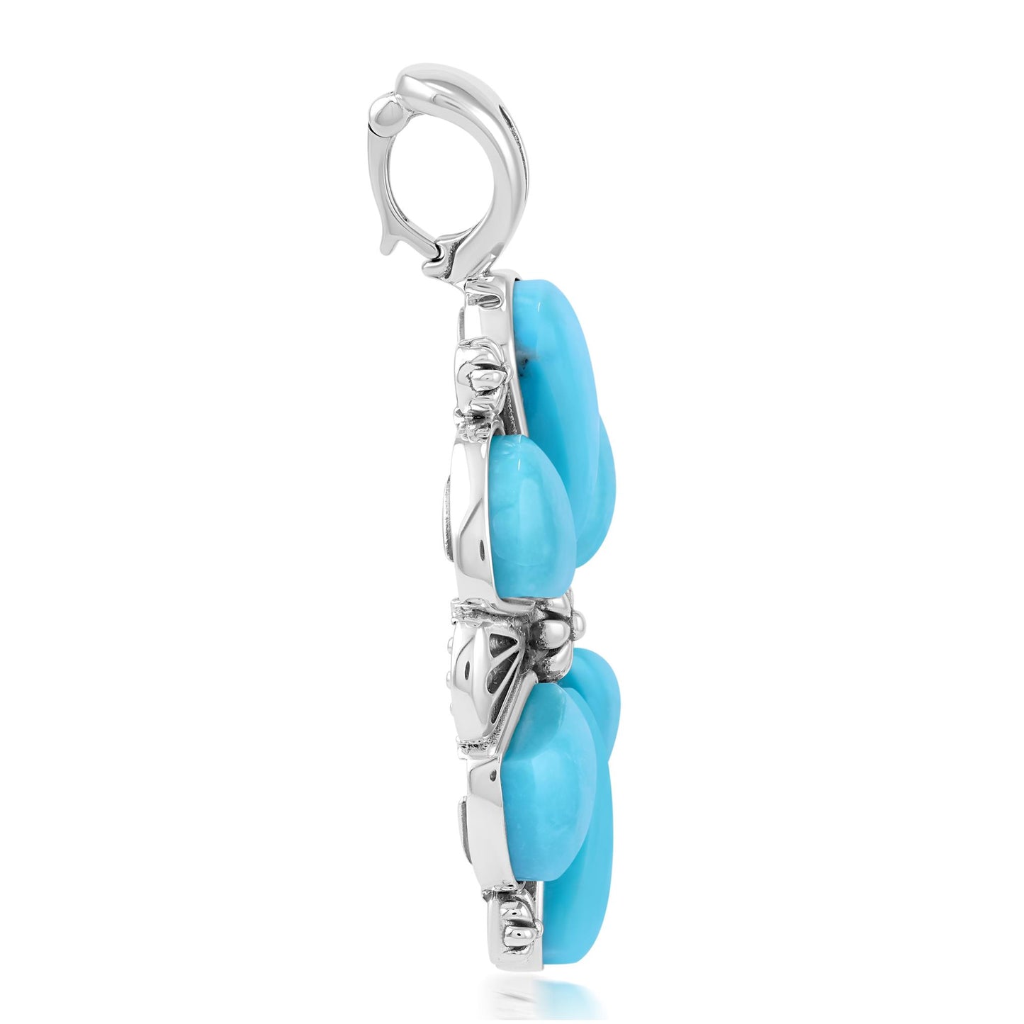 Sterling Silver Kingman Turquoise 6-Stone Triangular Concha Pendant Enhancer
