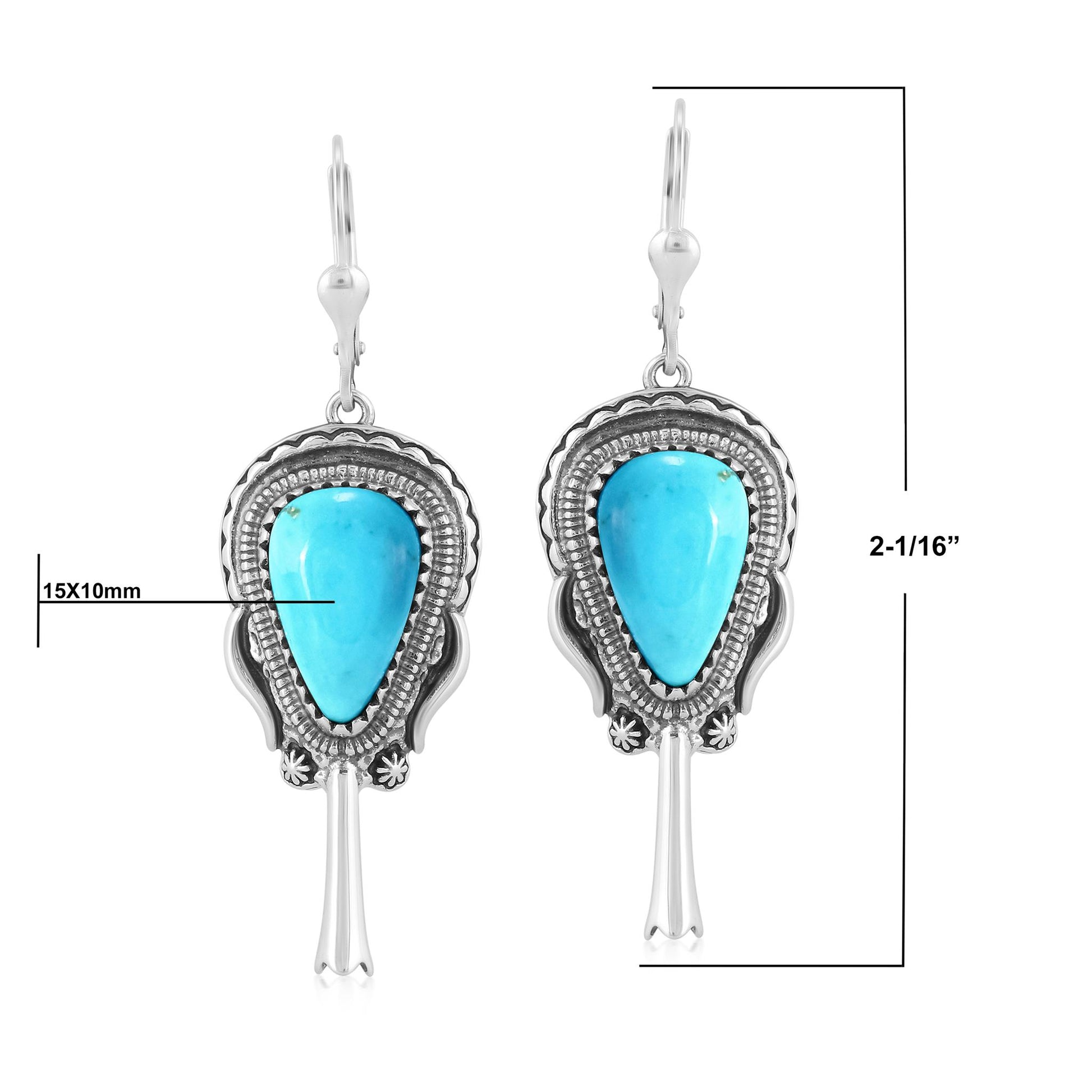 EXCLUSIVELY OURS! Sterling Silver Kingman Turquoise Squash Blossom Dangle Earrings