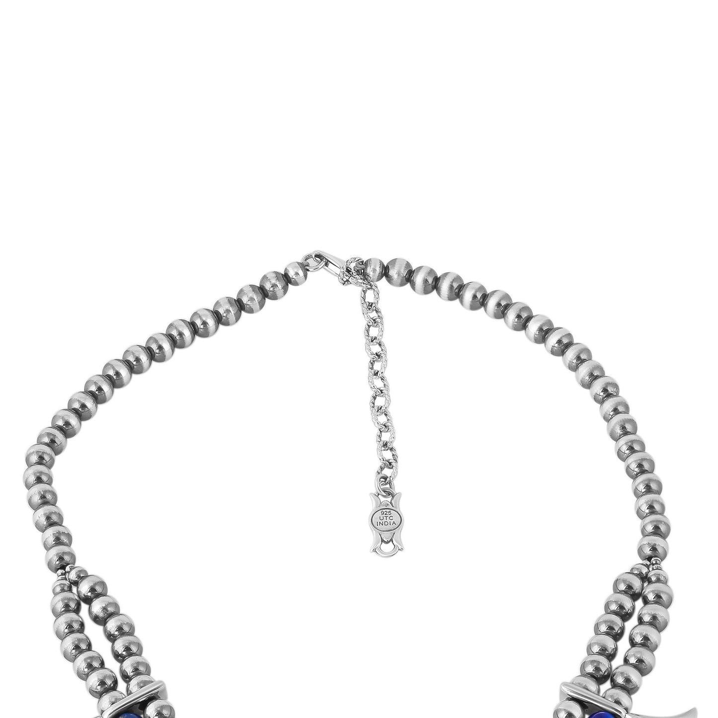 Sterling Silver Lapis Bead Squash Blossom Necklace