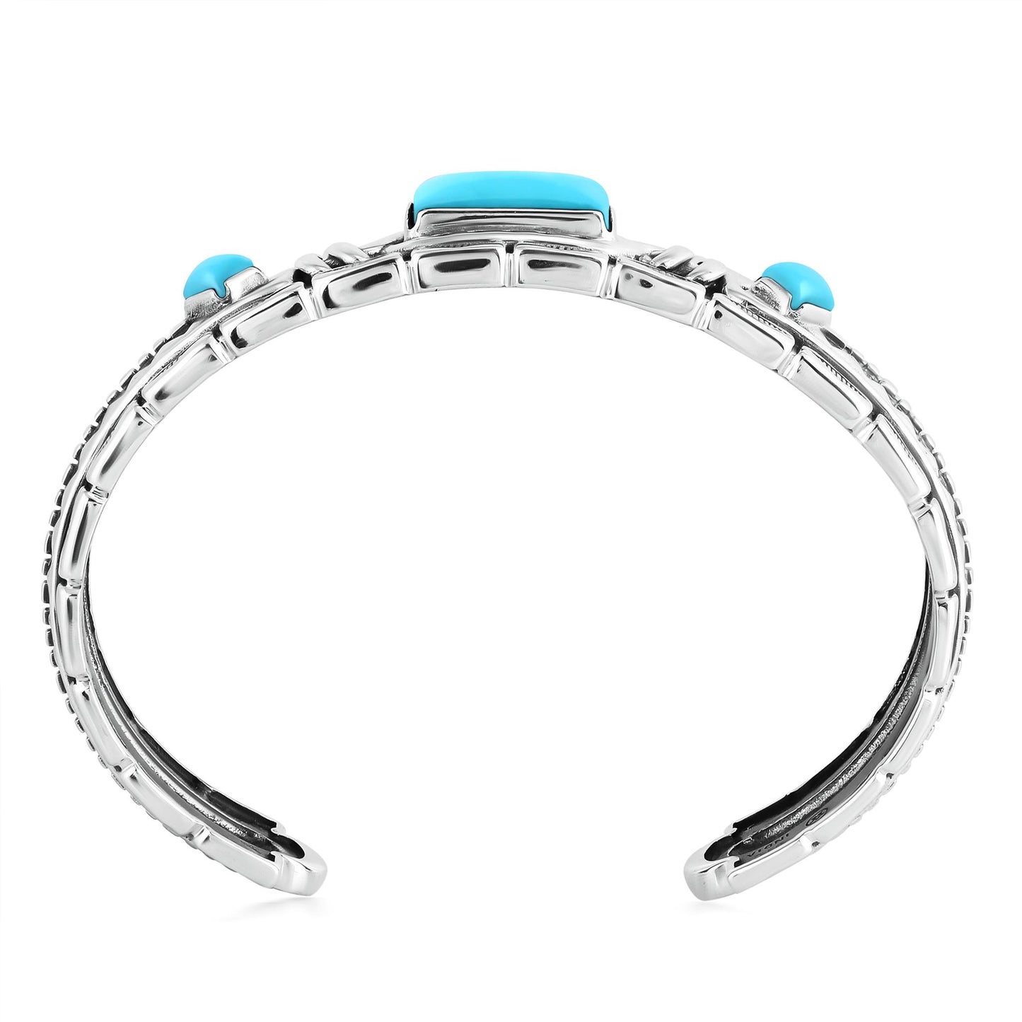 LIMITED EDITION! Sterling Silver Sleeping Beauty Turquoise Textured Layered Cuff Bracelet
