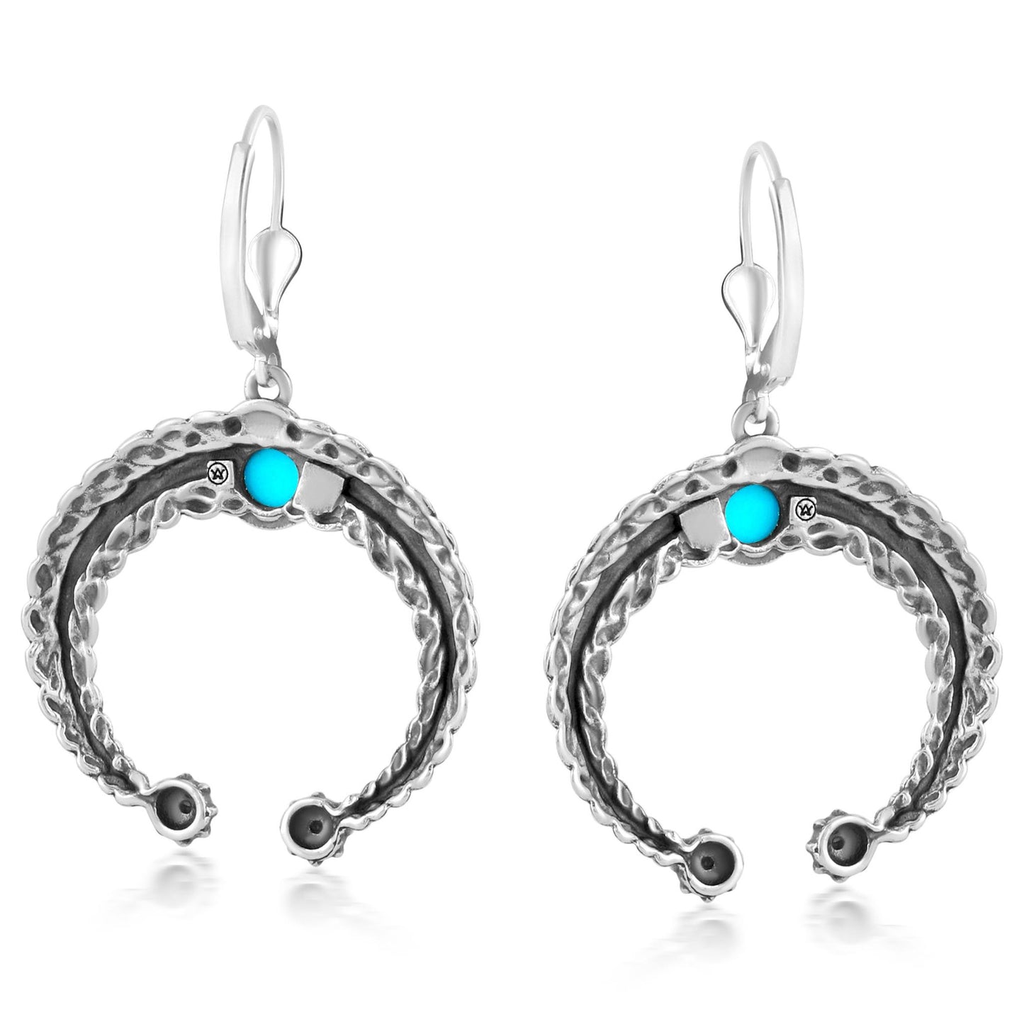 Sterling Silver Blue Turquoise Naja Lever Back Earrings