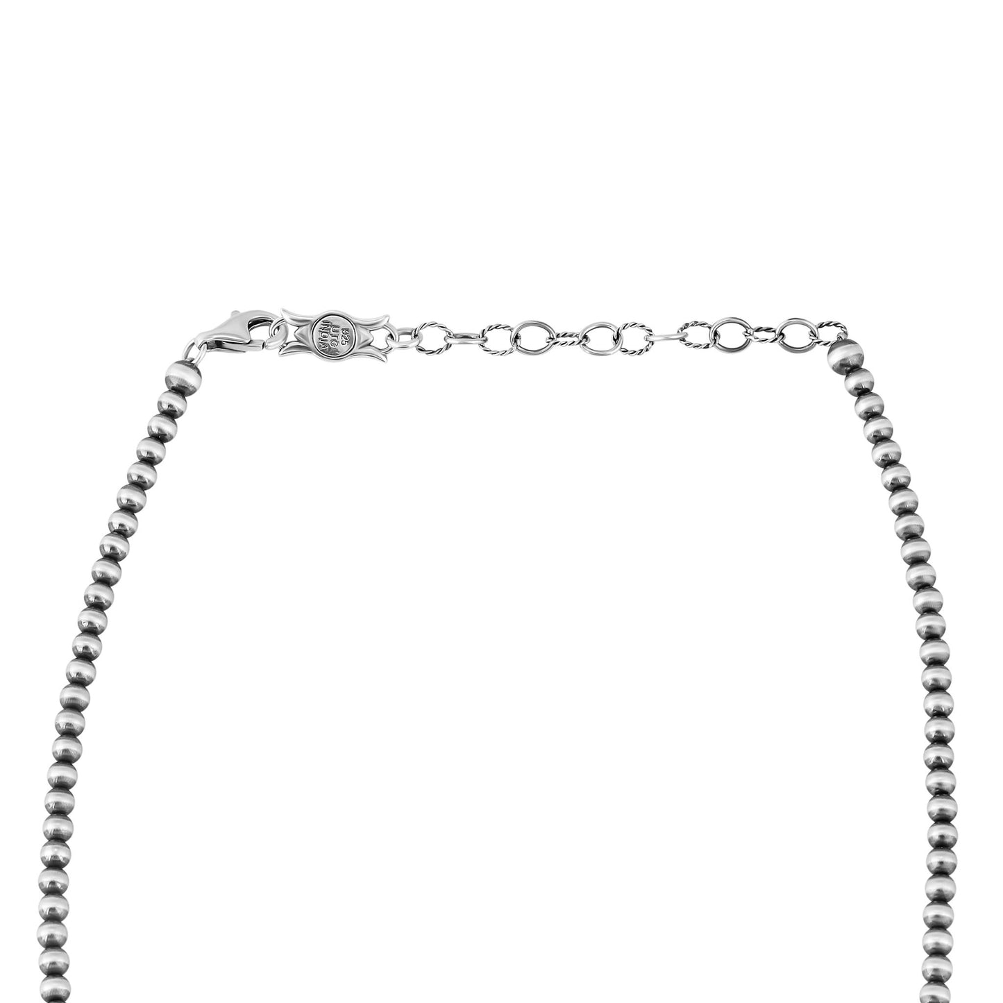 Sterling Silver Orange Spiny Oyster Beaded Squash Blossom Necklace