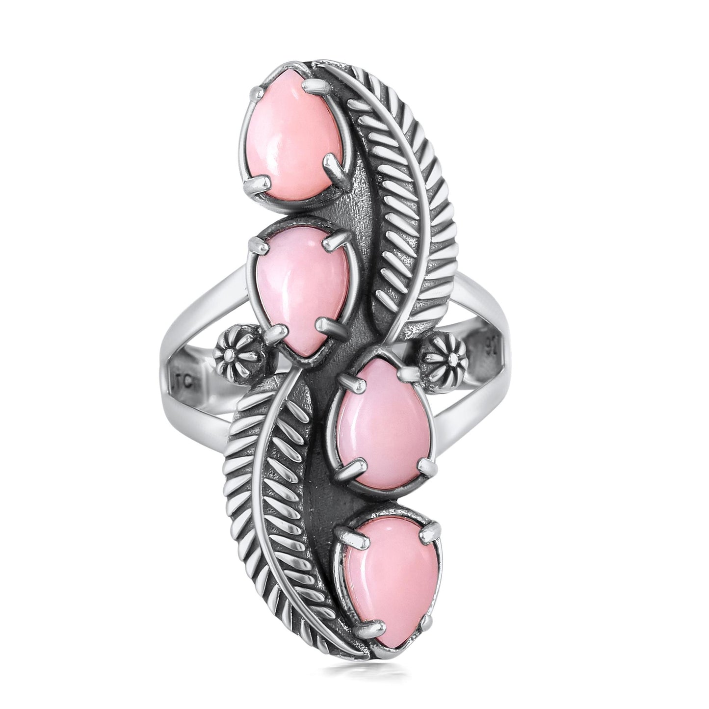 EXCLUSIVELY OURS! Sterling Silver Pink Opal Elongated Leaf Ring
