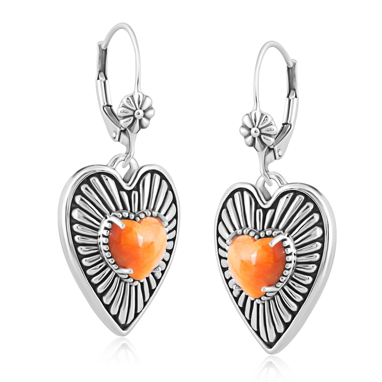 EXCLUSIVELY OURS! Sterling Silver Orange Spiny Oyster Bold Heart Earrings