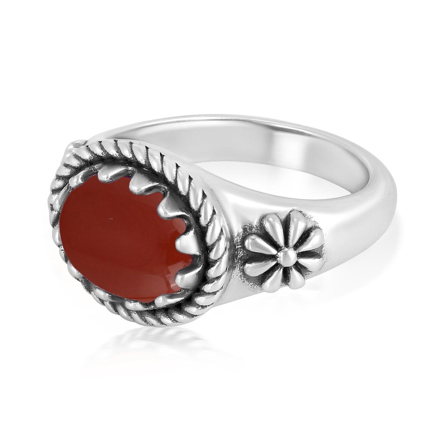 Sterling Silver Red Jasper East West Ring