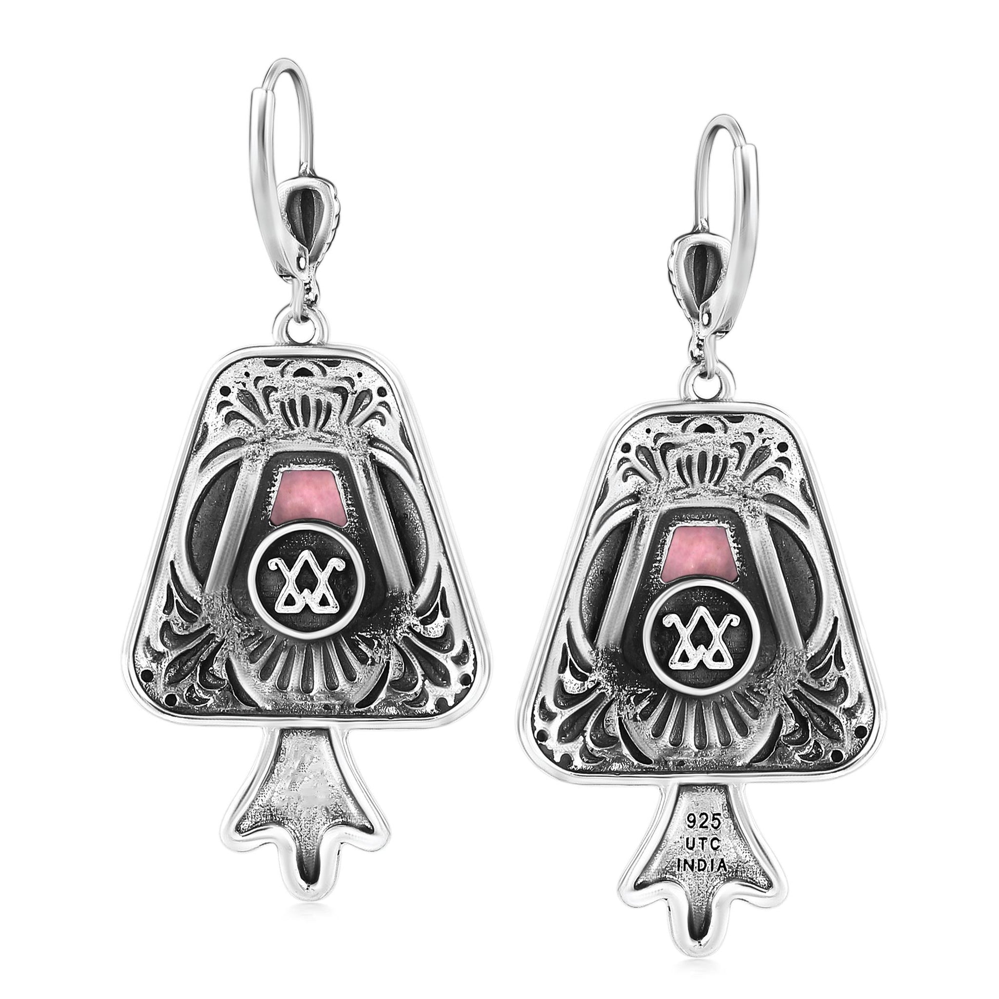 Sterling Silver Rhodonite Trapeziod Earrings
