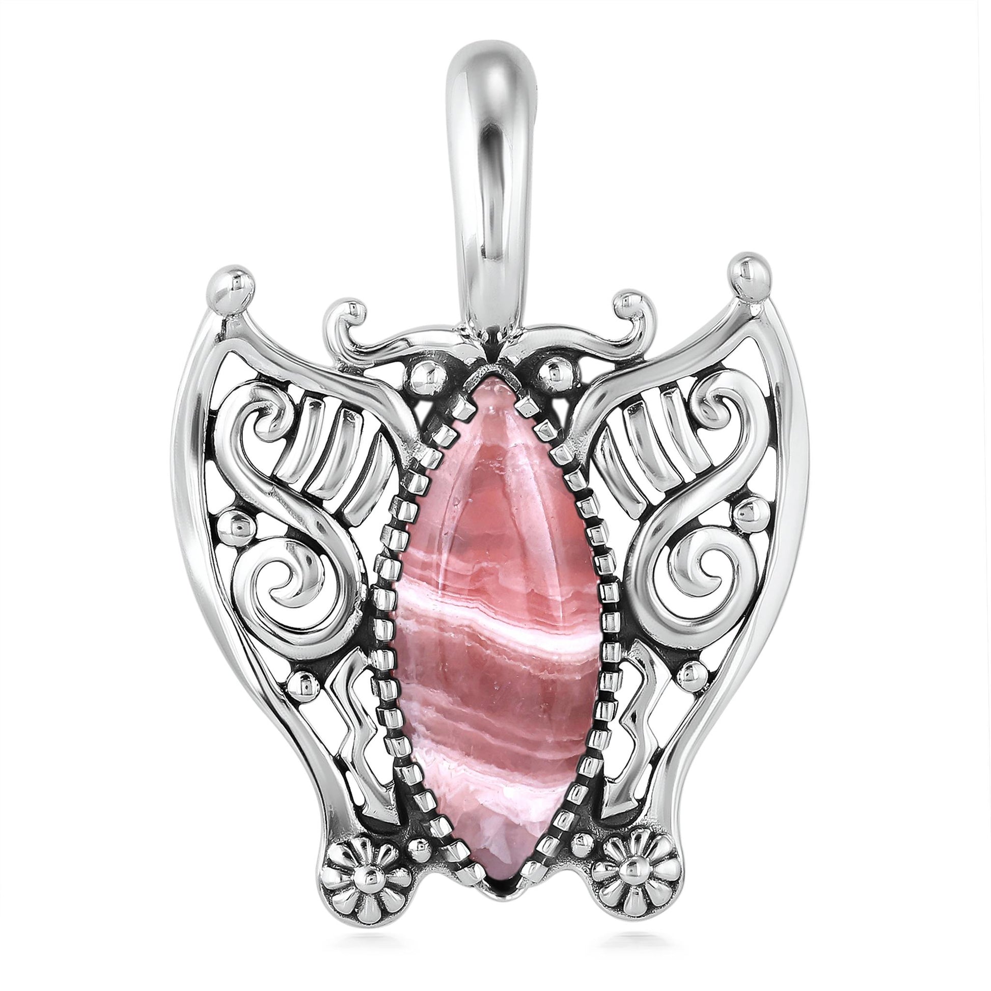 Sterling Silver Rhodochrosite Butterfly Pendant Enhancer