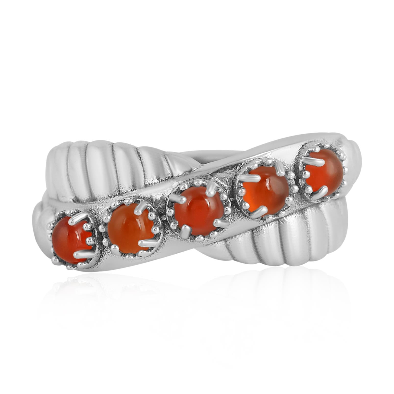 Sterling Silver Red Onyx Twist Band Ring