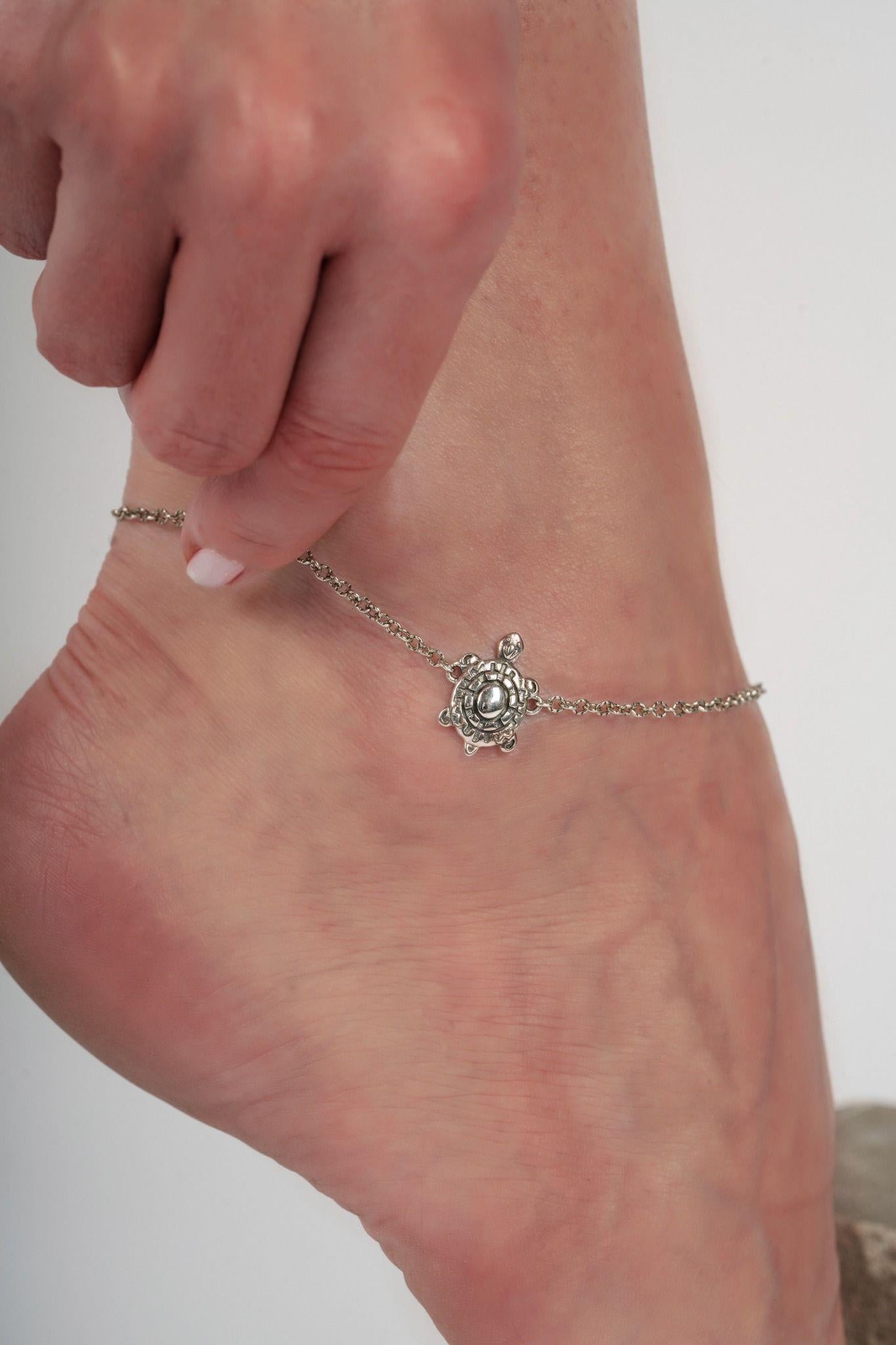 Sterling Silver Turtle Anklet