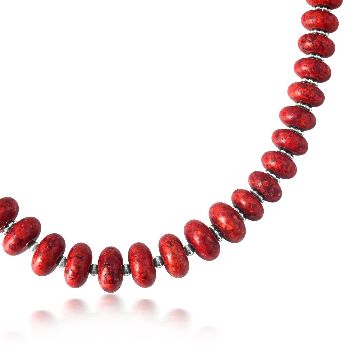 Sterling Silver Red Coral Bead Toggle Necklace