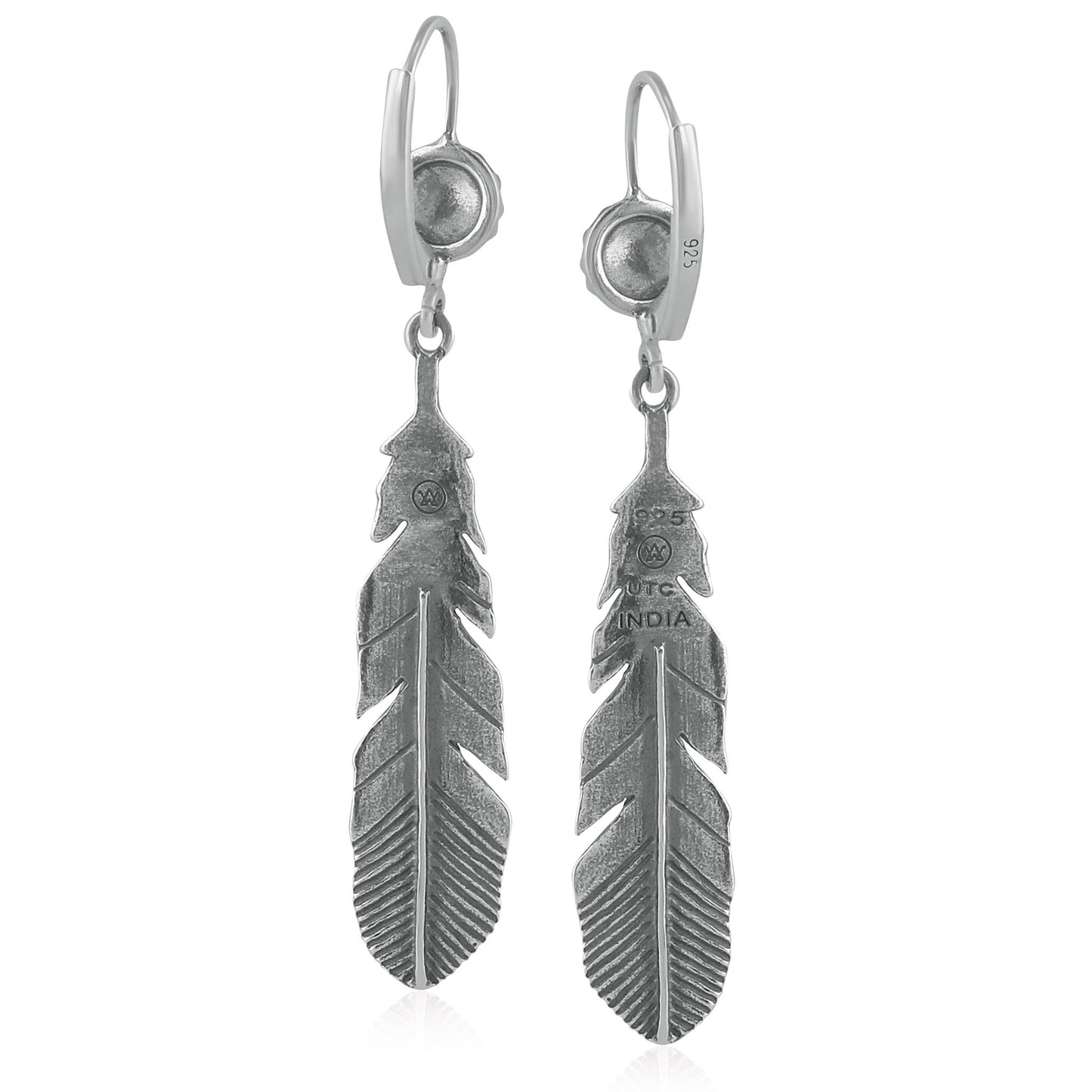 EXCLUSIVELY OURS! Sterling Silver Feather and Flower Dangle Earrings