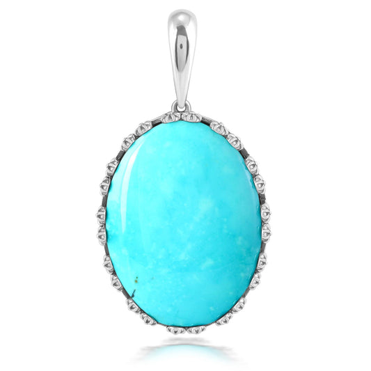 EXCLUSIVELY OURS! Sterling Silver Kingman Turquoise Oval Pendant Enhancer