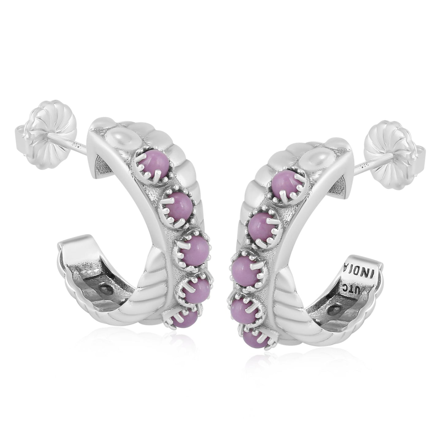 Sterling Silver Phosphosiderite Twist Hoop Earrings