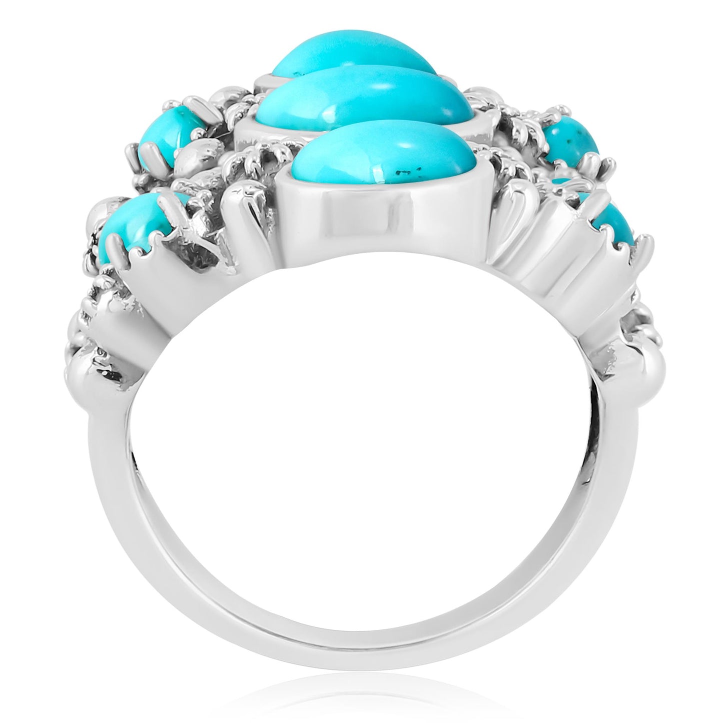 EXCLUSIVELY OURS! Sterling Silver Kingman Turquoise 9-Stone Cluster Ring