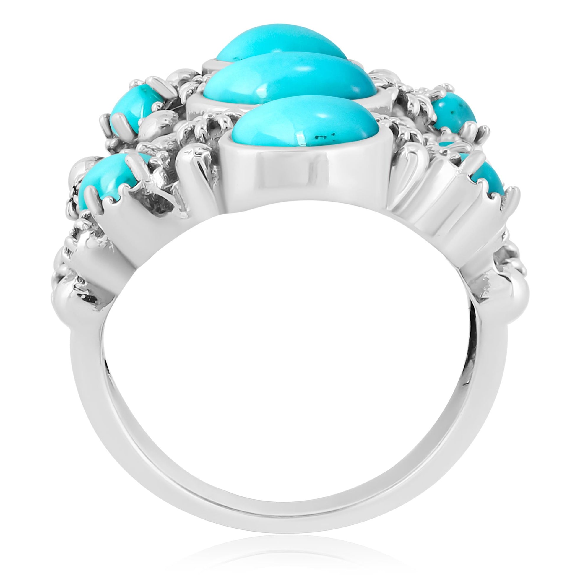 EXCLUSIVELY OURS! Sterling Silver Kingman Turquoise 9-Stone Cluster Ring