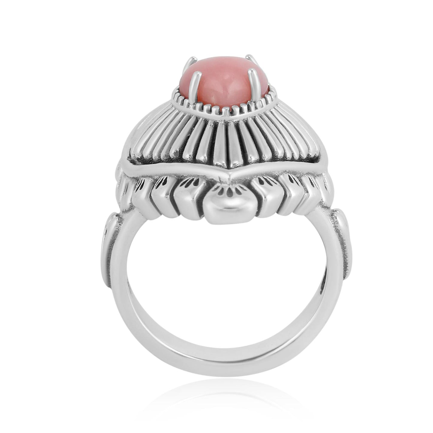 Sterling Silver Pink Opal Bold Heart Ring