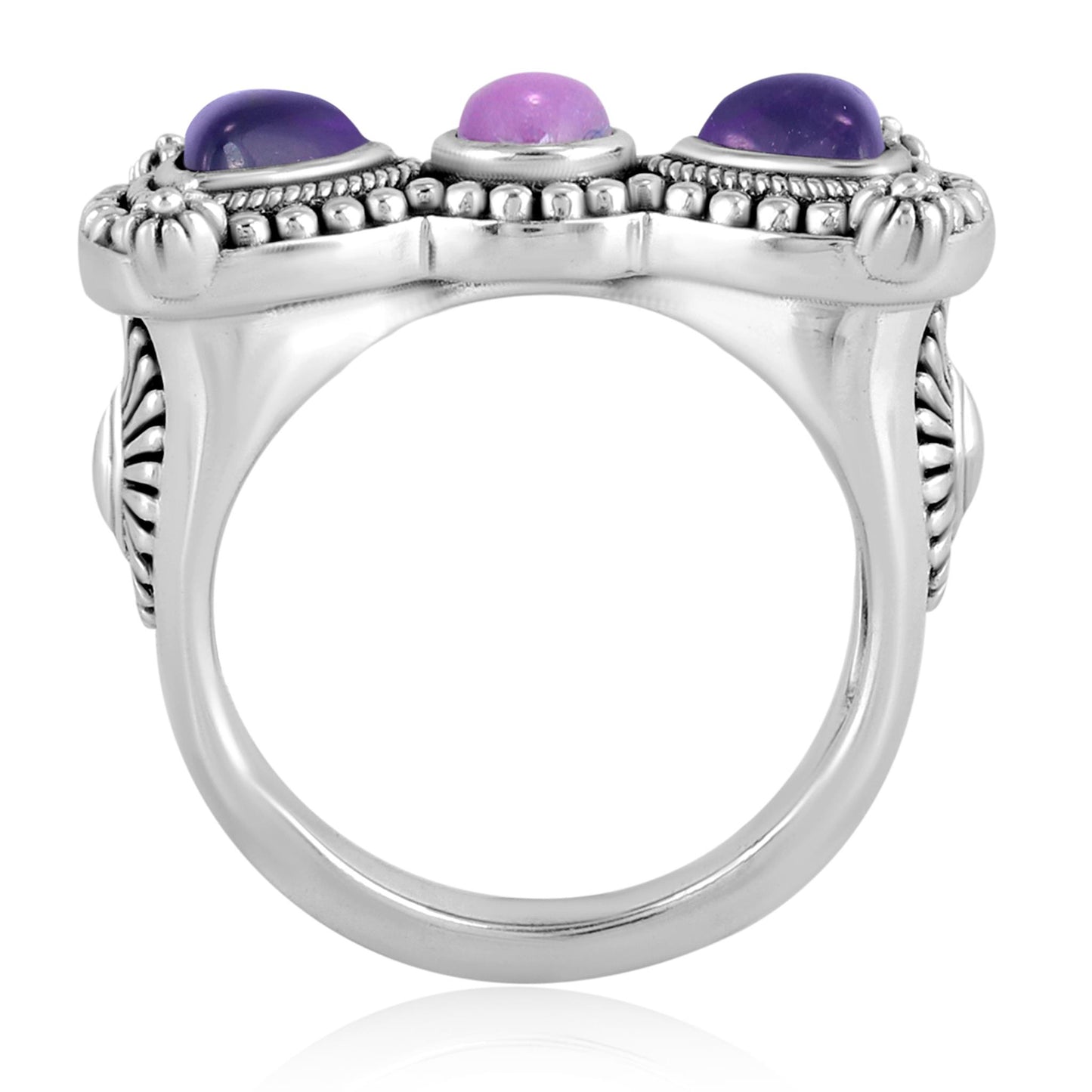 Sterling Silver Amethyst and Phosphosiderite Bow Tie Ring