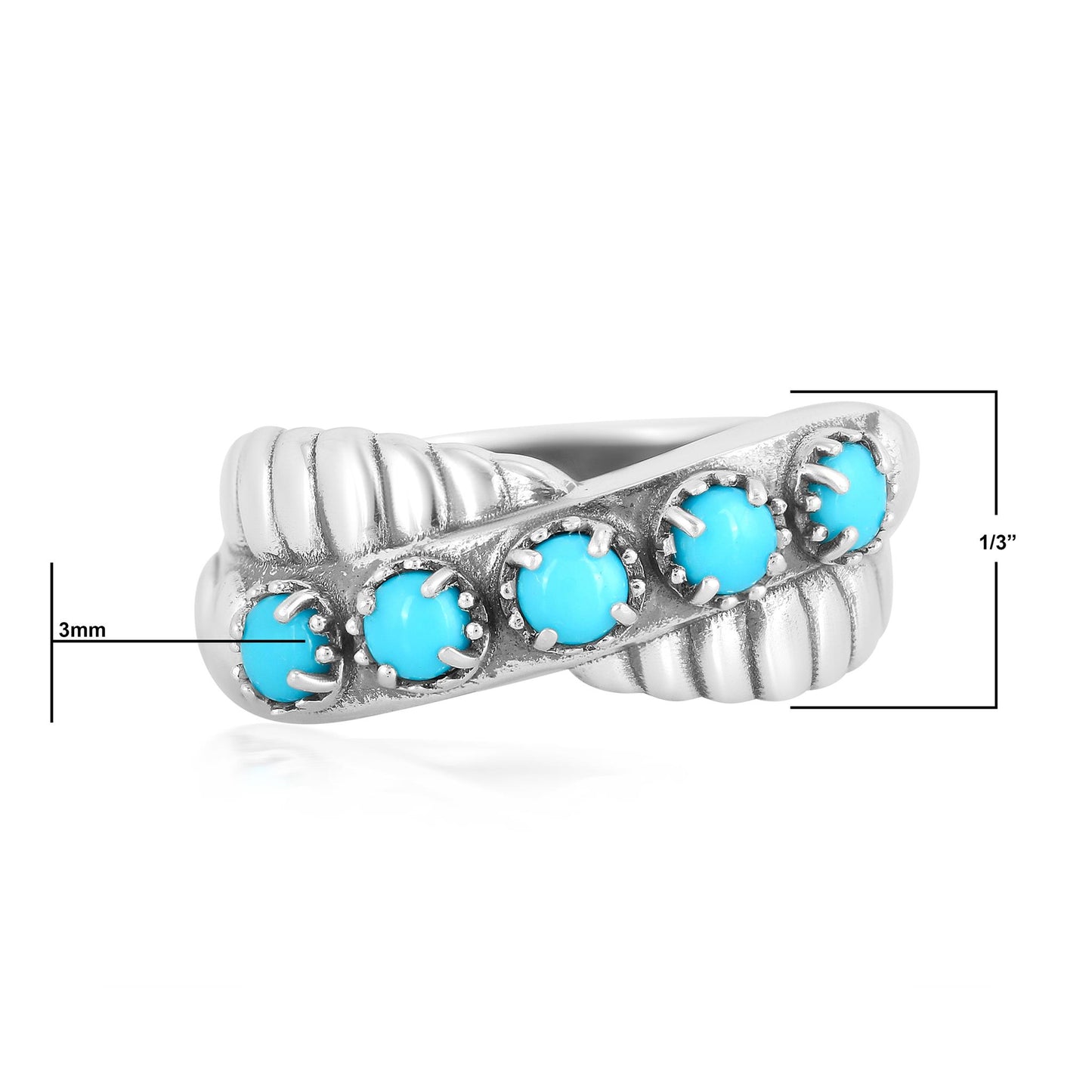 Sterling Silver Sleeping Beauty Turquoise Twist Band Ring
