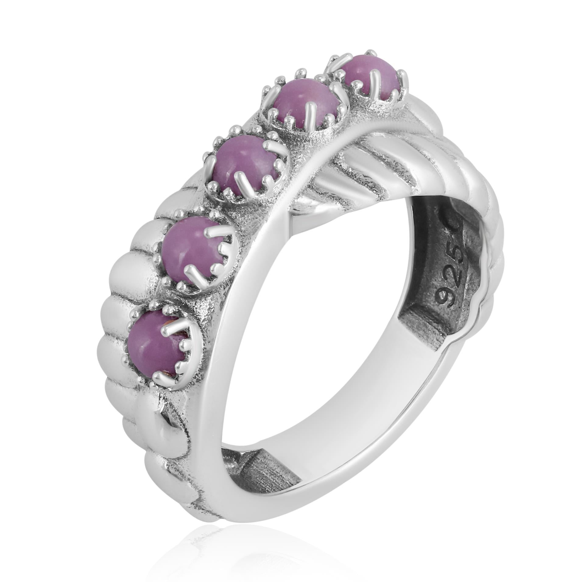 Sterling Silver Phosphosiderite Twist Band Ring