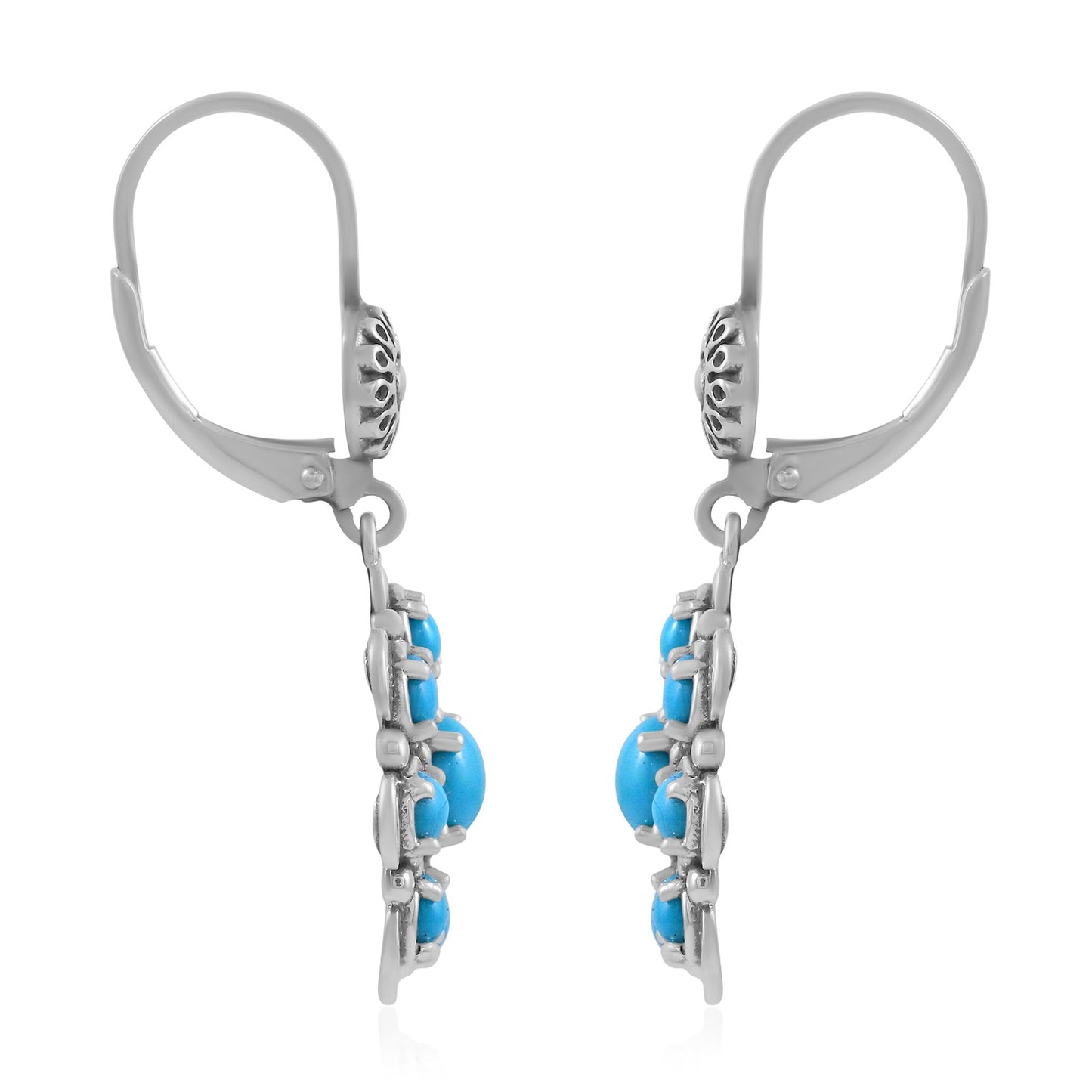 LIMITED EDITION! Sterling Silver Sleeping Beauty Turquoise Flower Cluster Earrings