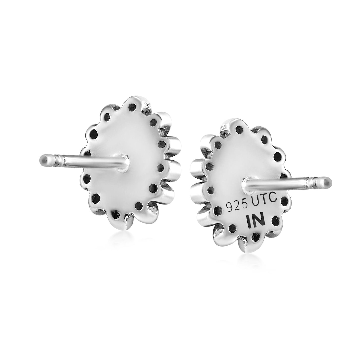 Sterling Silver Concha Flower Stud Earrings