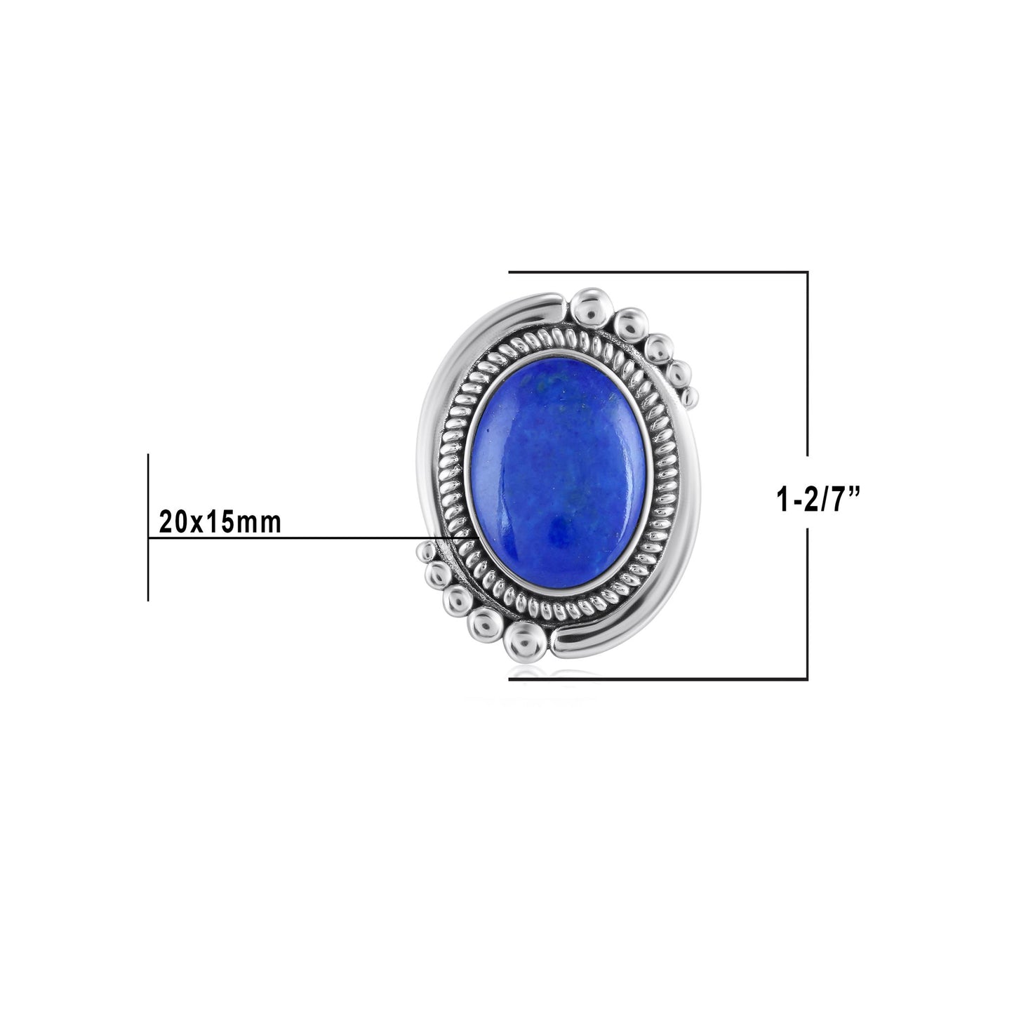 Sterling Silver Lapis Oval Beaded Ring