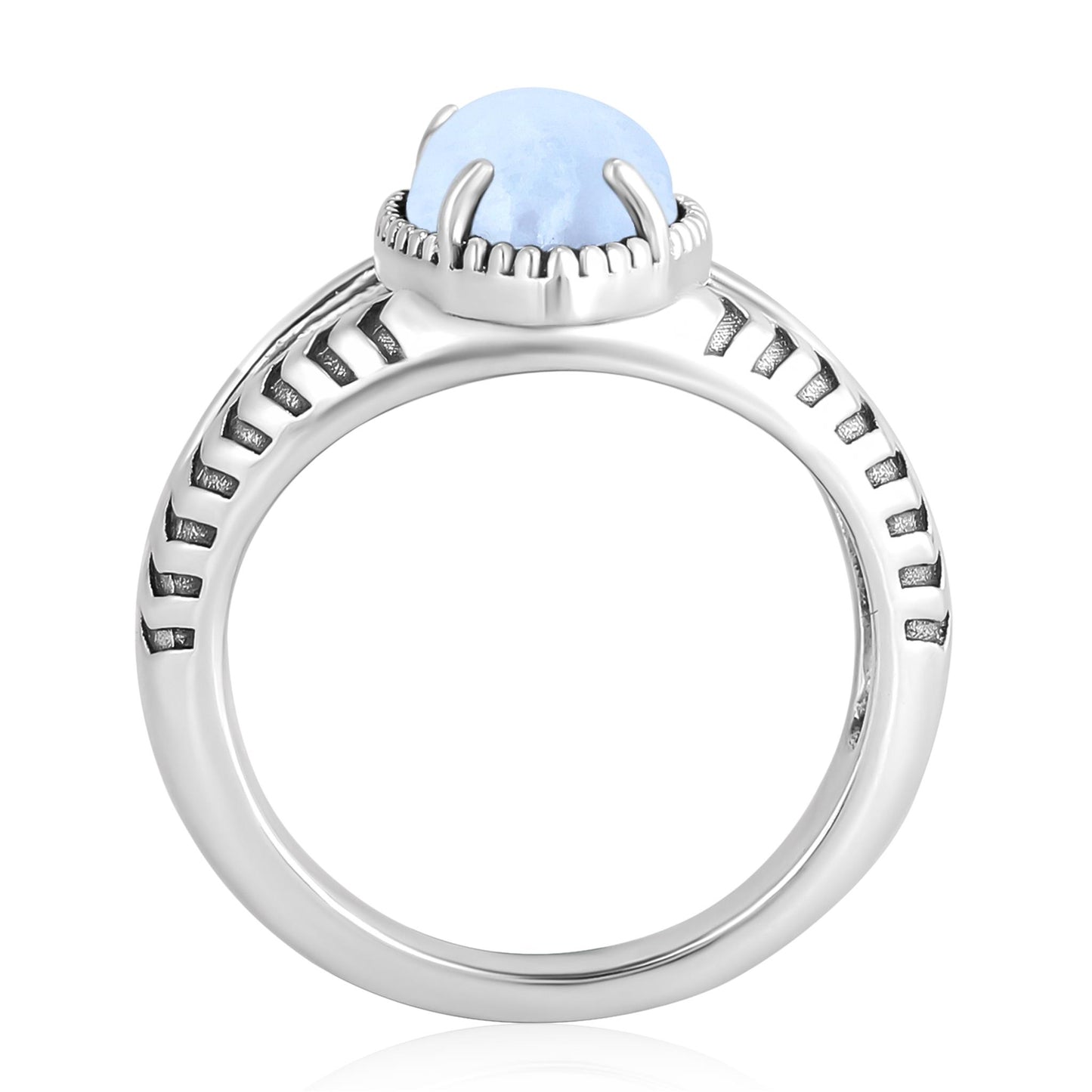 Sterling Silver Blue Lace Agate Marquise Split Shank Ring