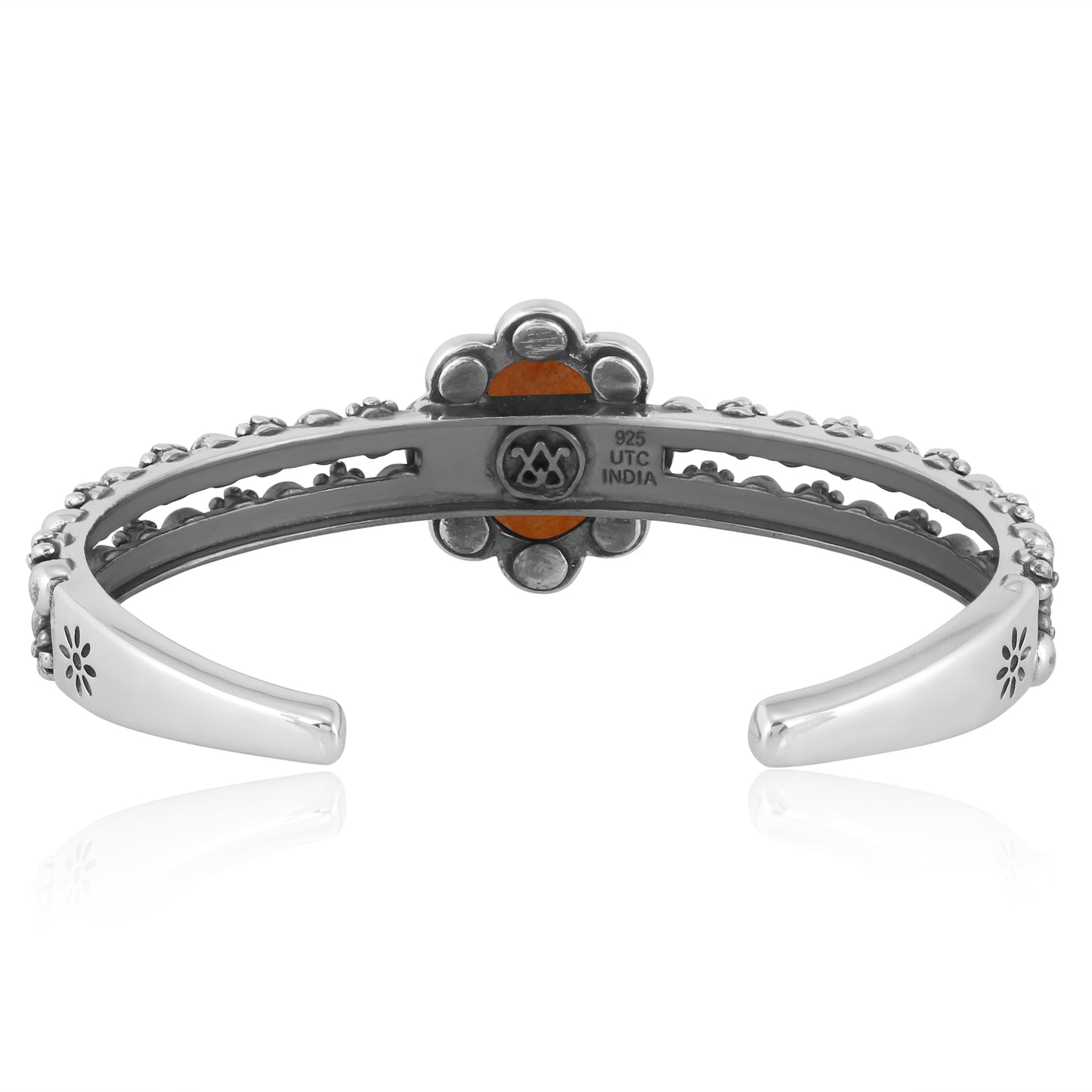 Southwestern Orange Spiny Oyster Sundance Sterling Silver Double Row Cuff Bracelet, Sizes Small - Large