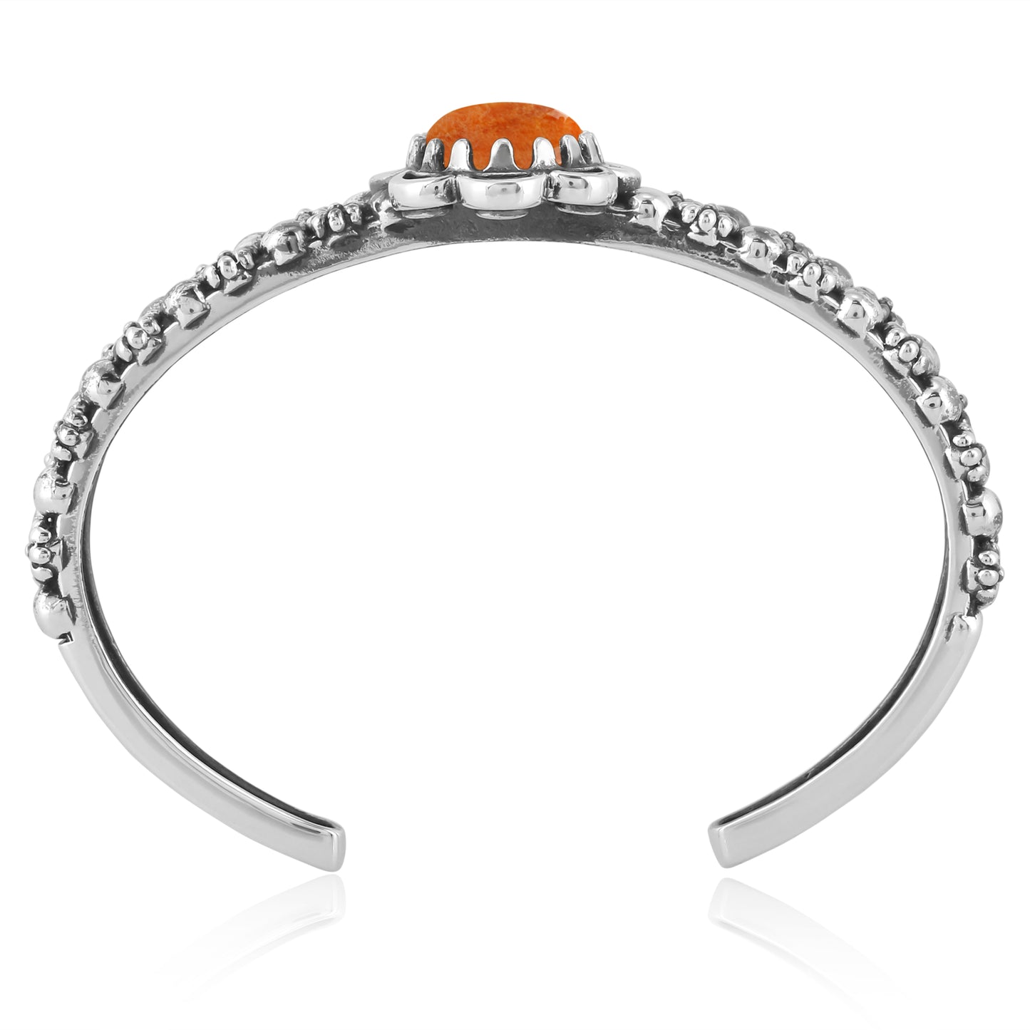 Southwestern Orange Spiny Oyster Sundance Sterling Silver Double Row Cuff Bracelet, Sizes Small - Large
