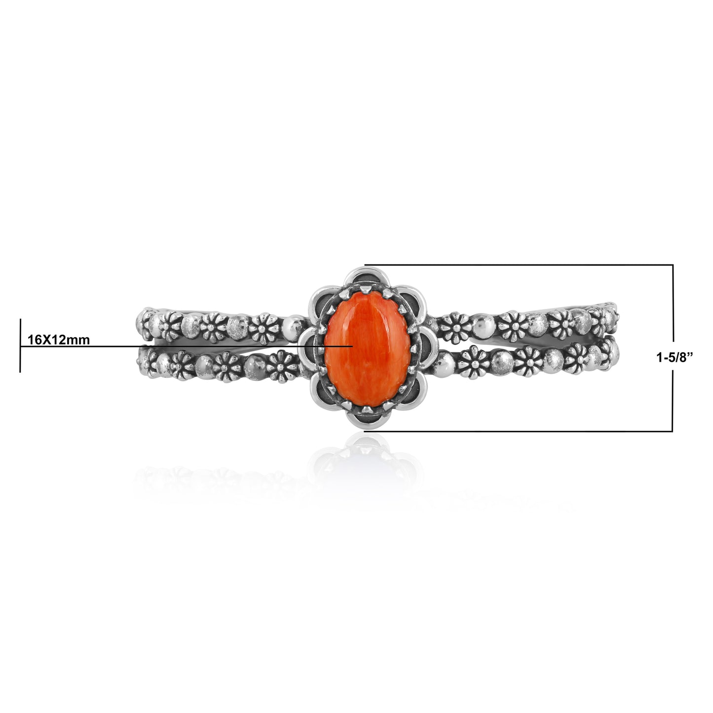 Southwestern Orange Spiny Oyster Sundance Sterling Silver Double Row Cuff Bracelet, Sizes Small - Large
