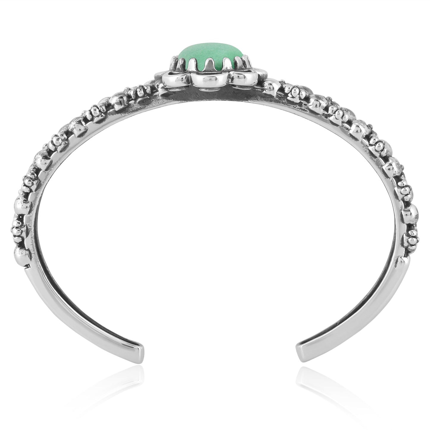 Southwestern Green Variscite Sterling Silver Double Row Cuff Bracelet, Sizes Small - Large