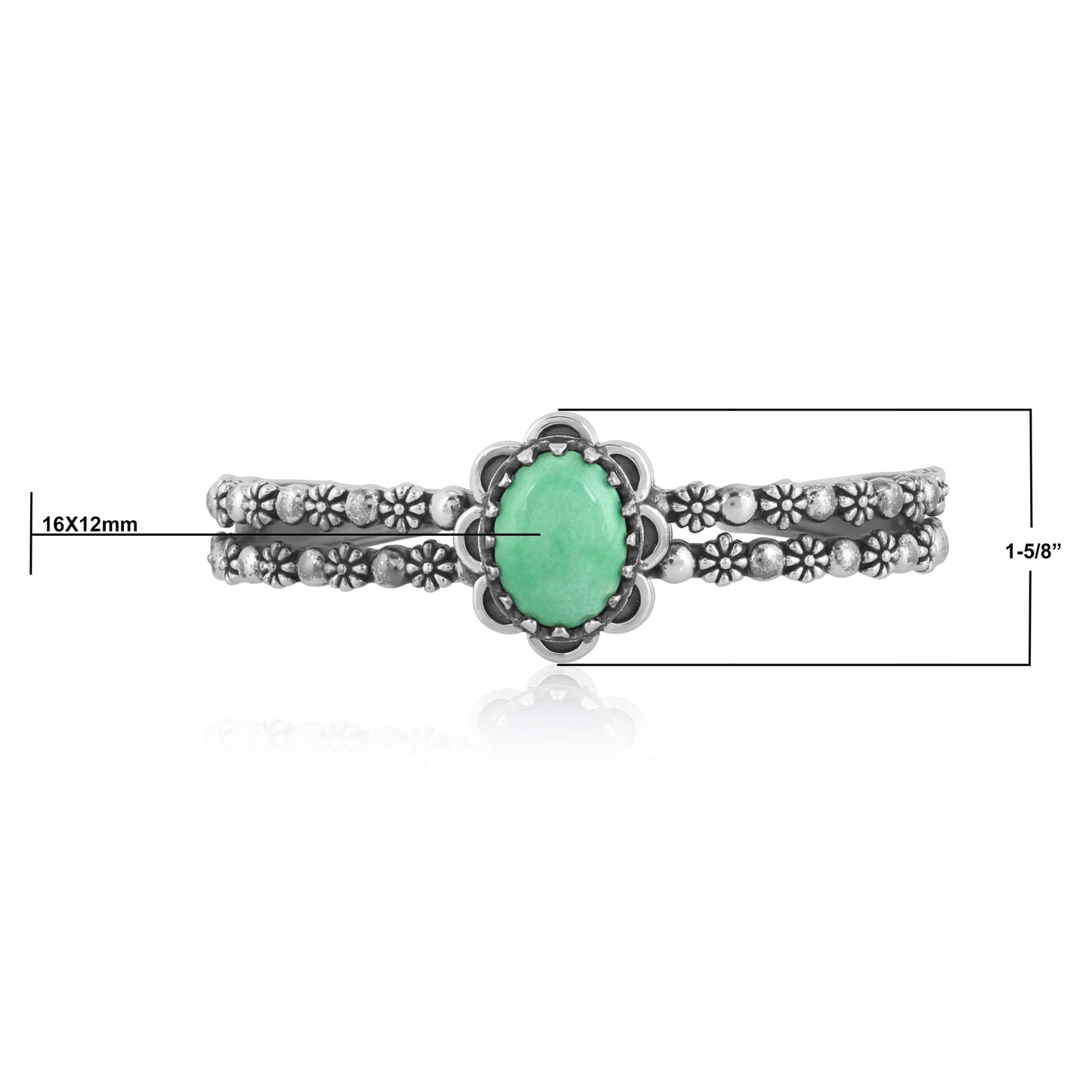 Southwestern Green Variscite Sterling Silver Double Row Cuff Bracelet, Sizes Small - Large