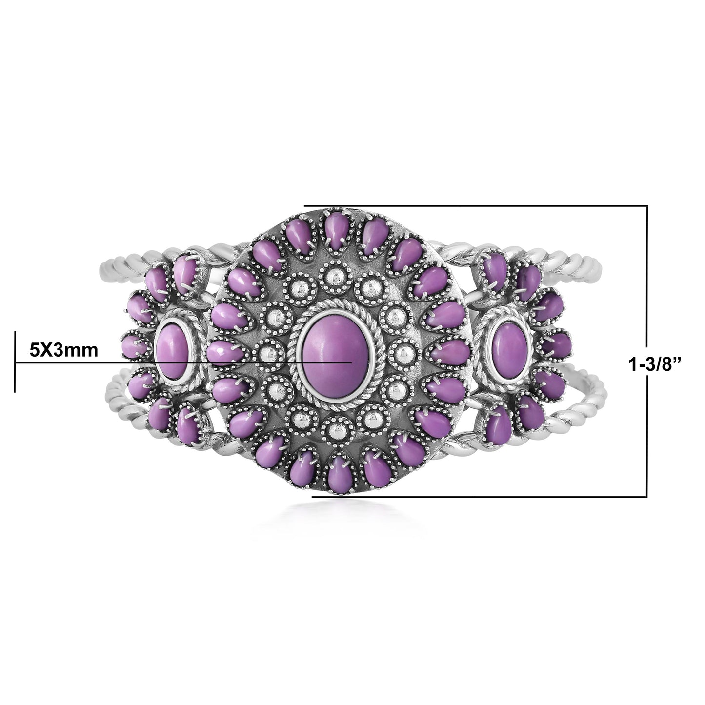 EXCLUSIVELY OURS! Sterling Silver Phosphosiderite Bold Pear and Oval Cut Cuff Bracelet, Sizes Small to Large