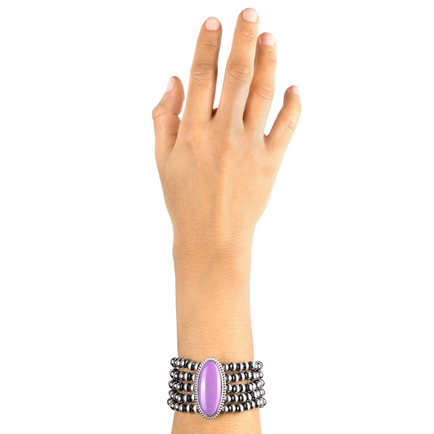 EXCLUSIVELY OURS! Sterling Silver Phosphosiderite Oval Cut Beaded Toggle Bracelet, Sizes Small to Large