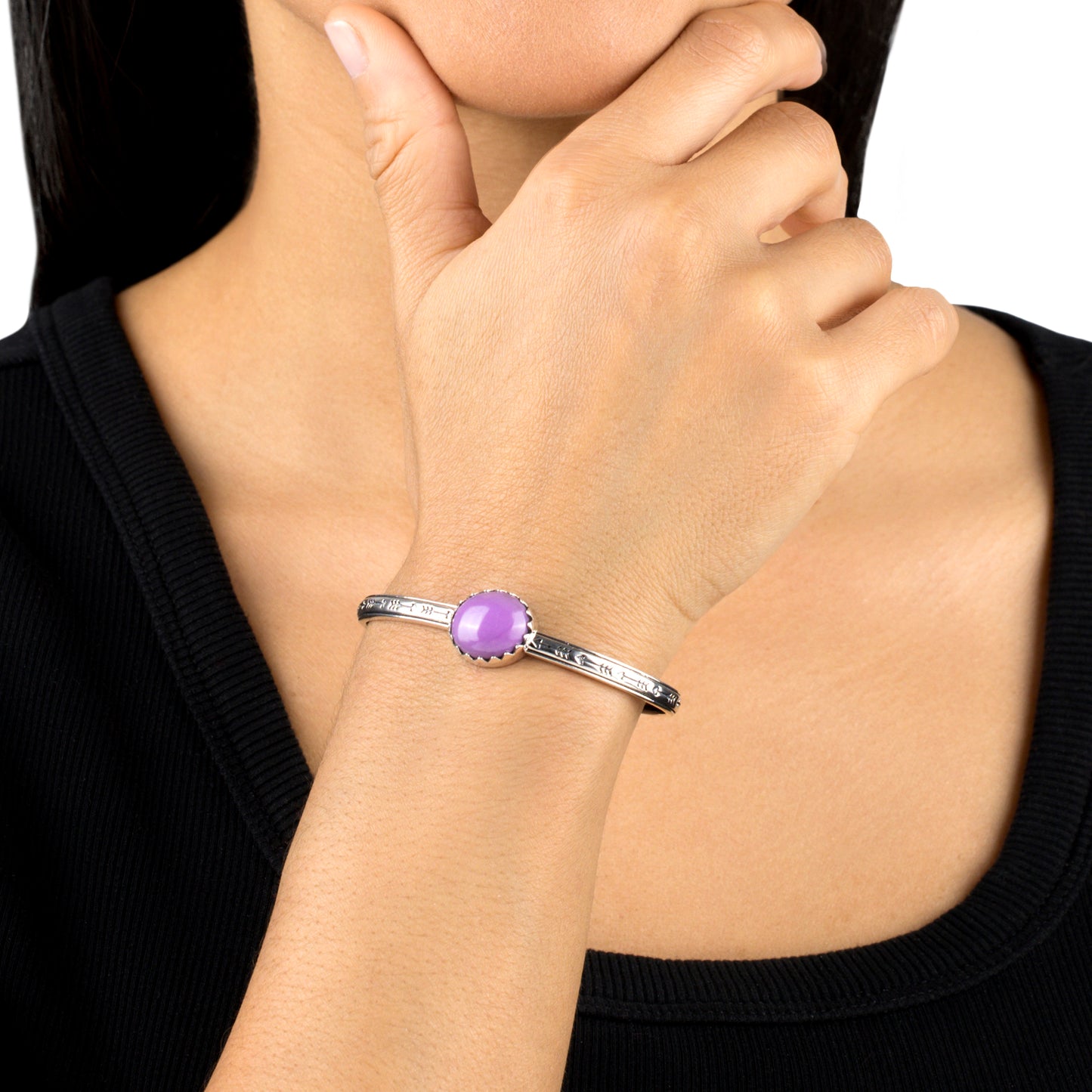 EXCLUSIVELY OURS! Sterling Silver Phosphosiderite Oval Cut Stackable Cuff Bracelet, Sizes Small to Large