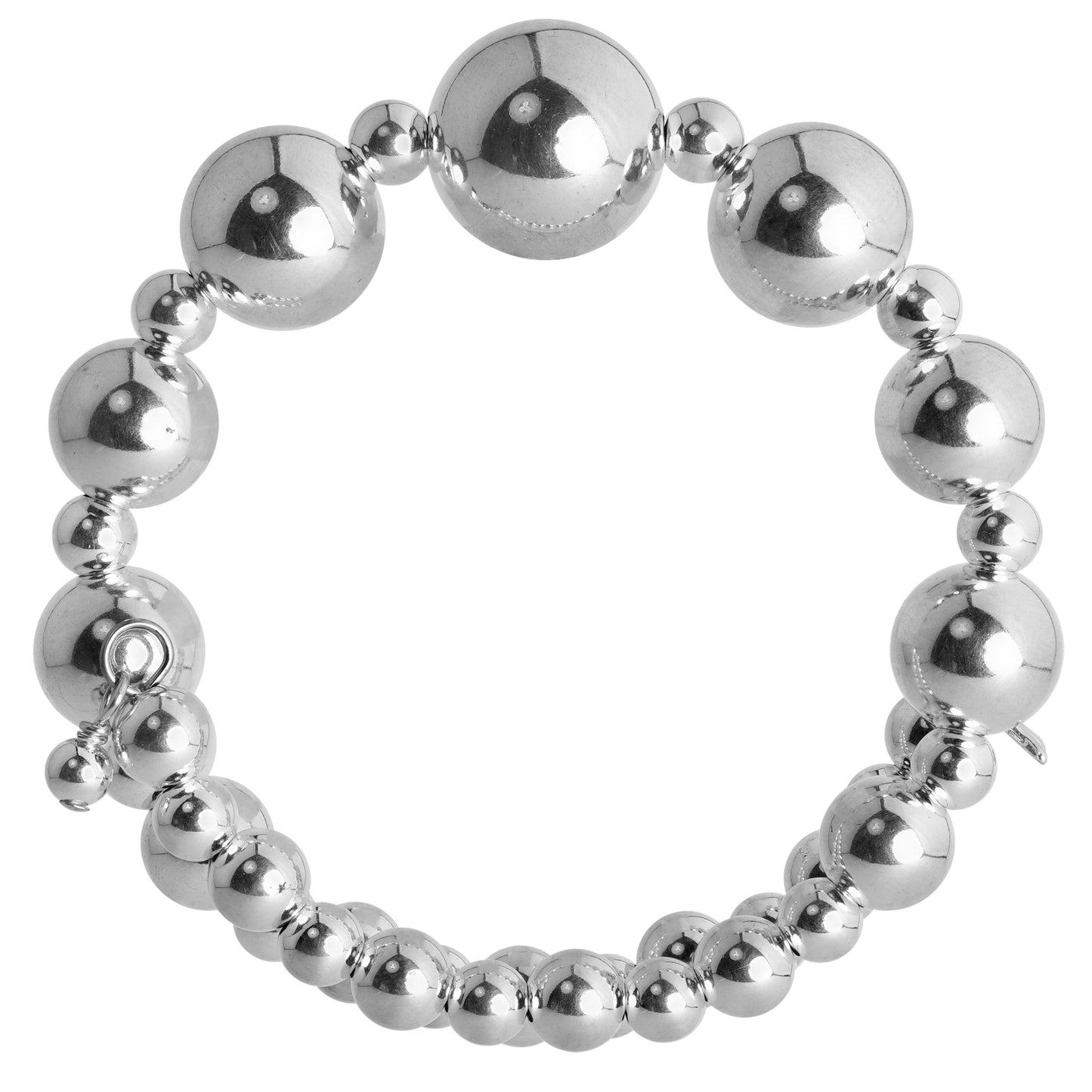 Sterling Silver Classics Collection Beaded Coil Bracelet, One Size Fits Most