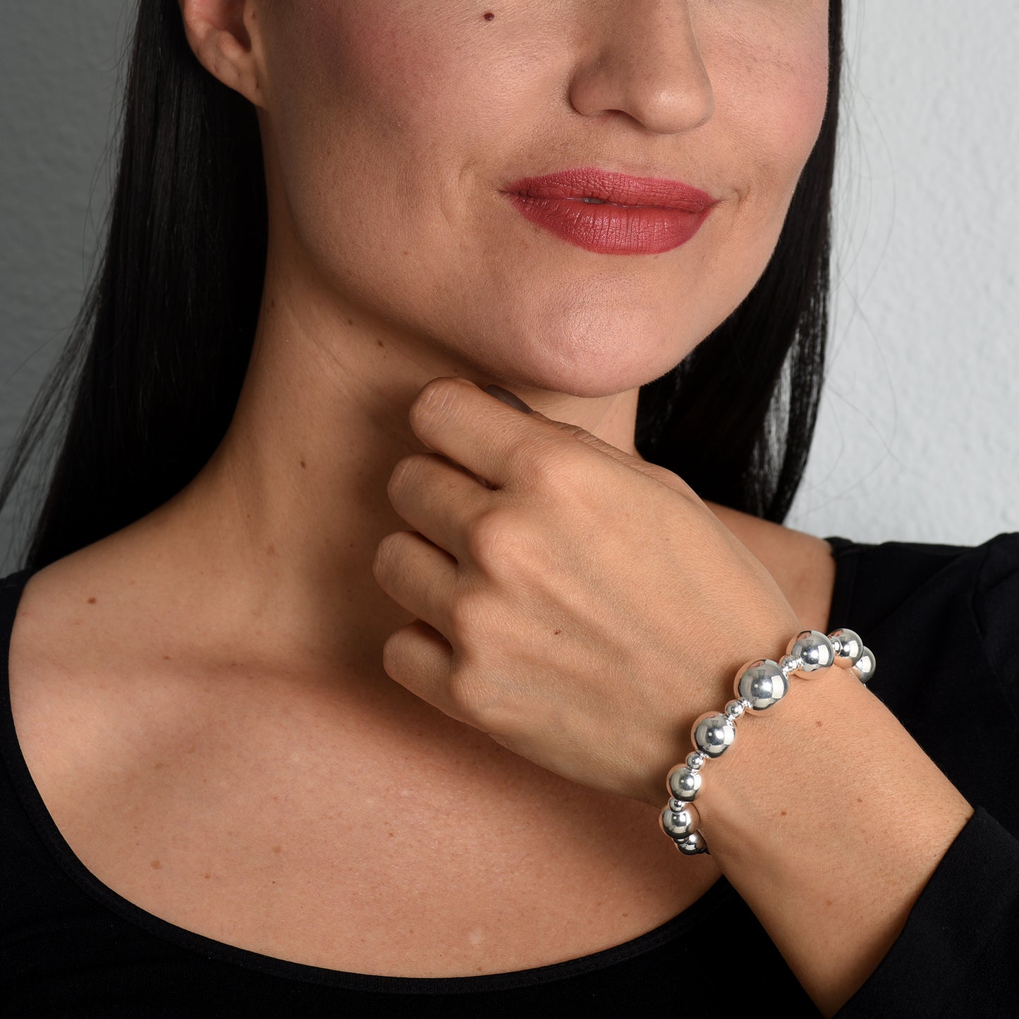 Sterling Silver Classics Collection Beaded Coil Bracelet, One Size Fits Most