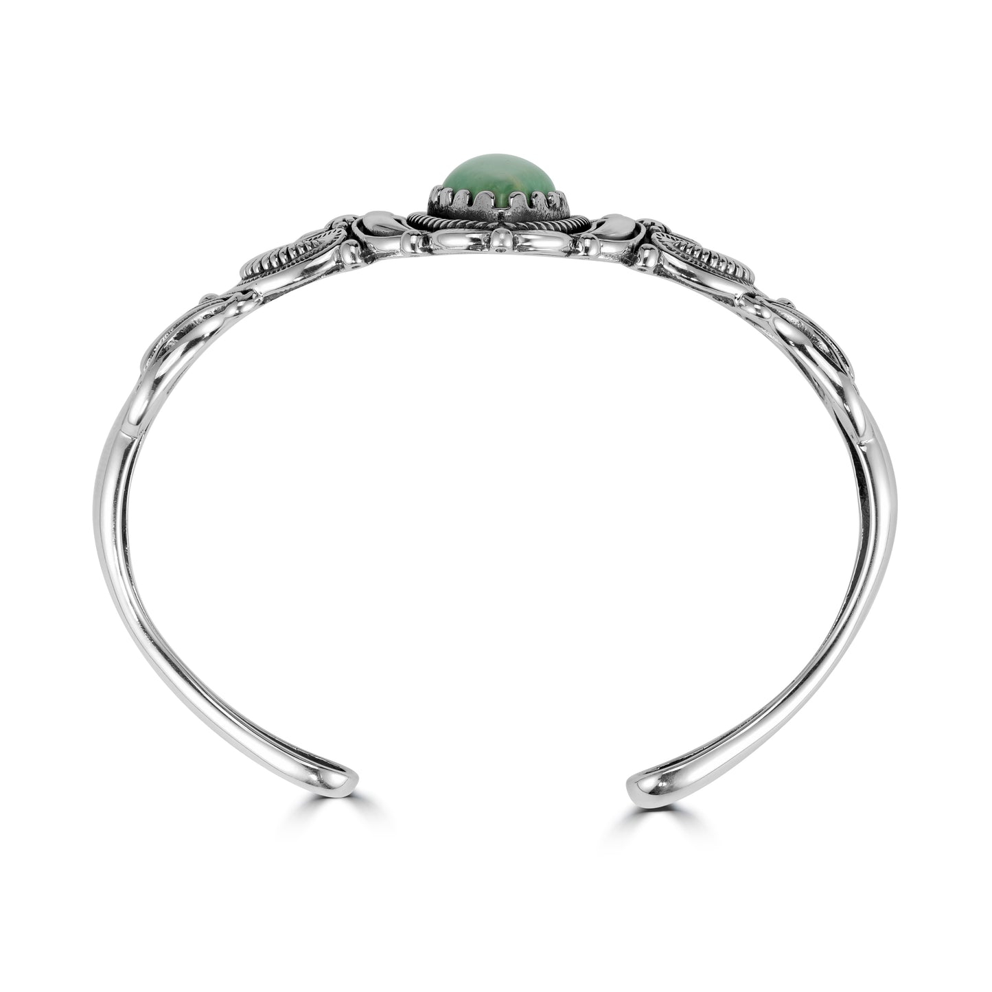 Sterling Silver Green Turquoise Gemstone Cuff Bracelet, Sizes Medium - Large