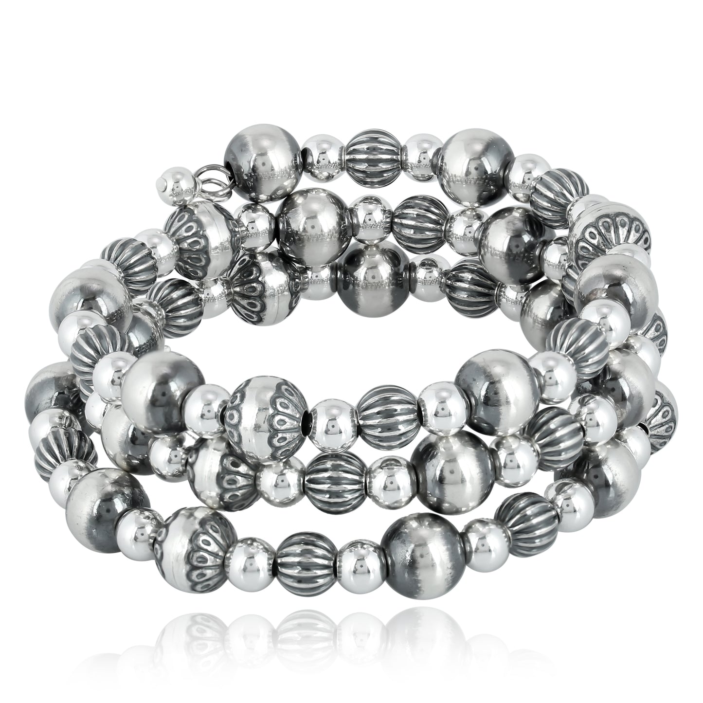 Sterling Silver Beaded Wrap Bracelet