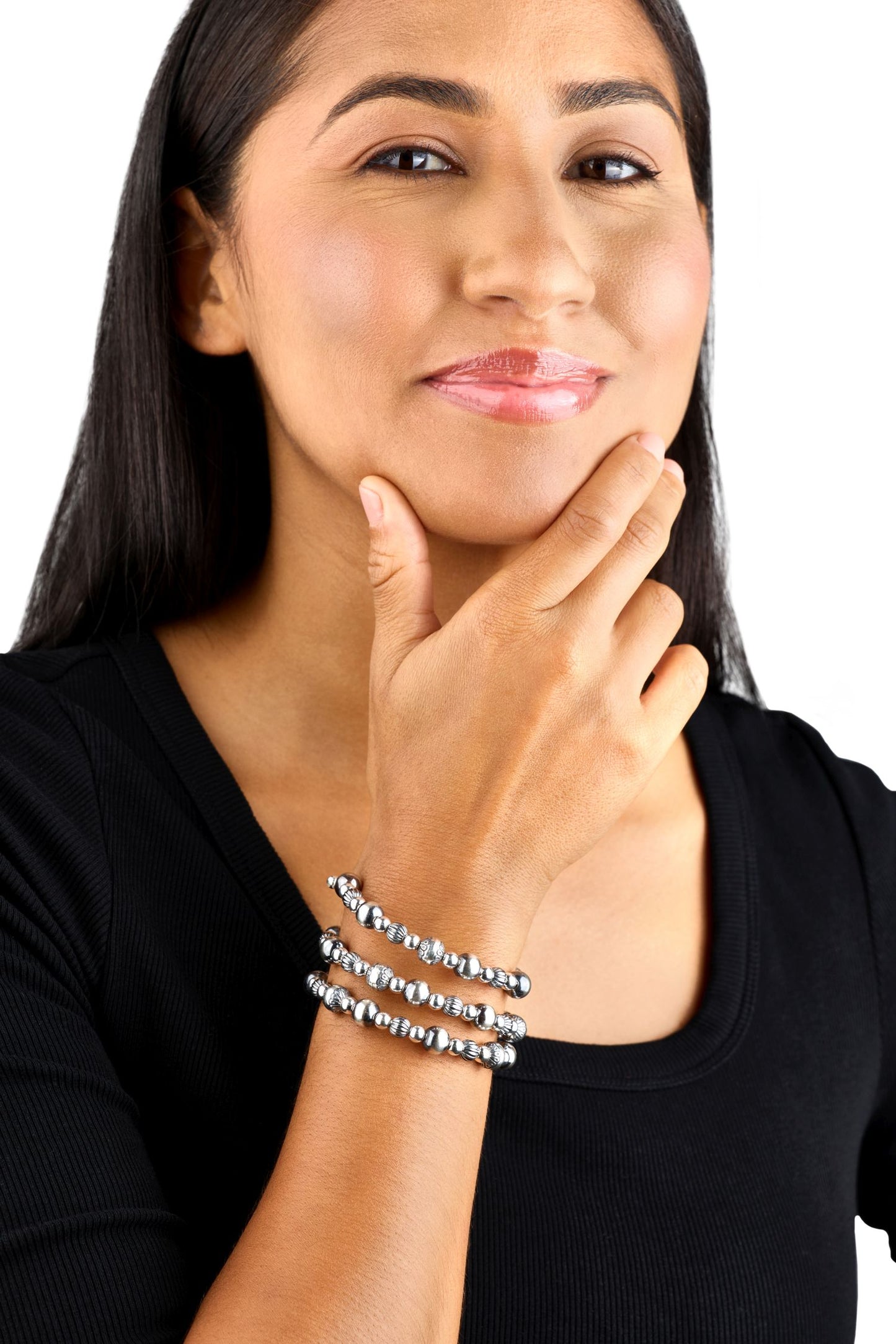 Sterling Silver Beaded Wrap Bracelet