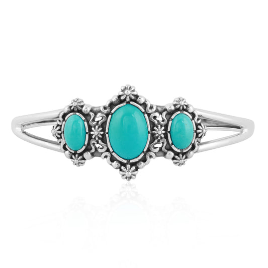 Sterling Silver Kingman Turquoise Cuff Bracelet, Sizes Small to Large