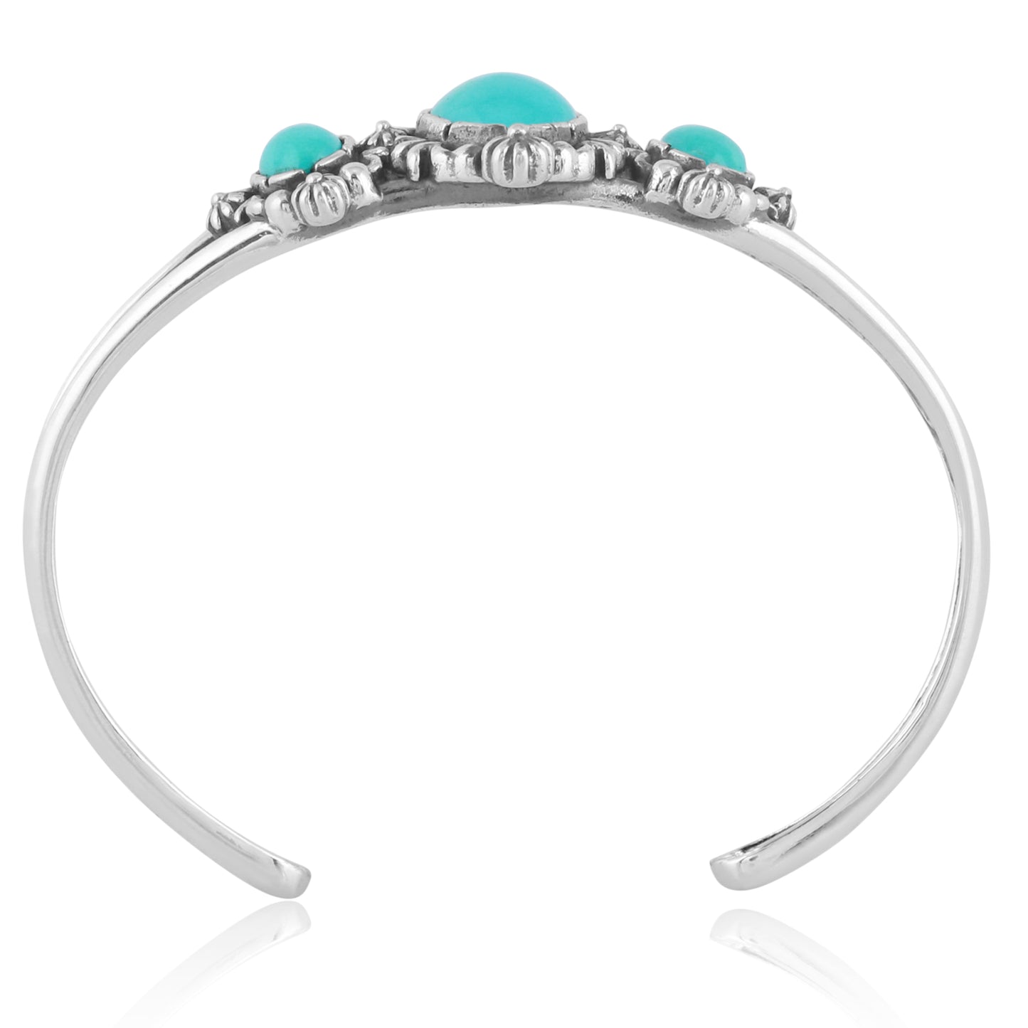 Sterling Silver Kingman Turquoise Cuff Bracelet, Sizes Small to Large