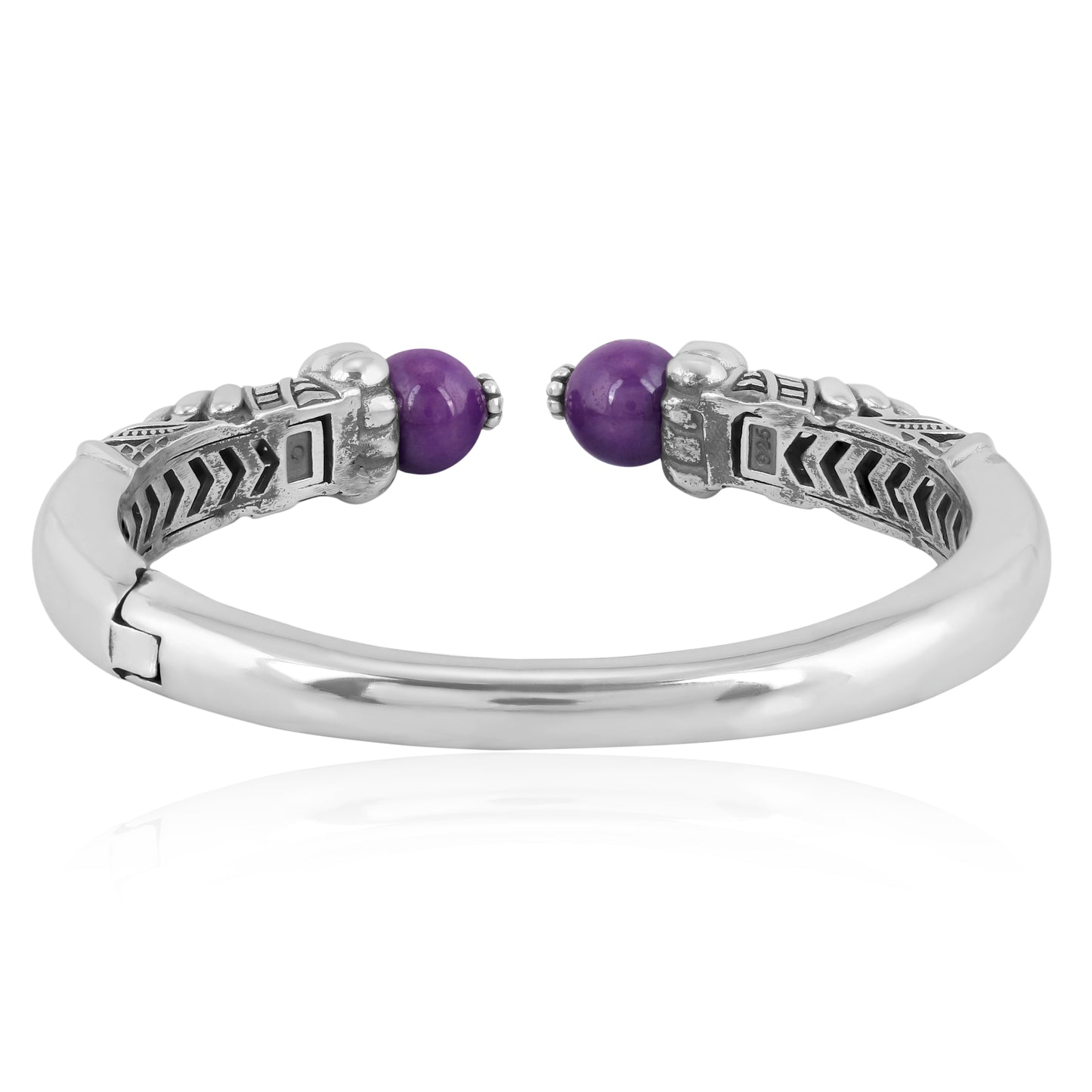 Sterling Silver Phosphosiderite Gemstone Hinged Cuff Bracelet Size Small